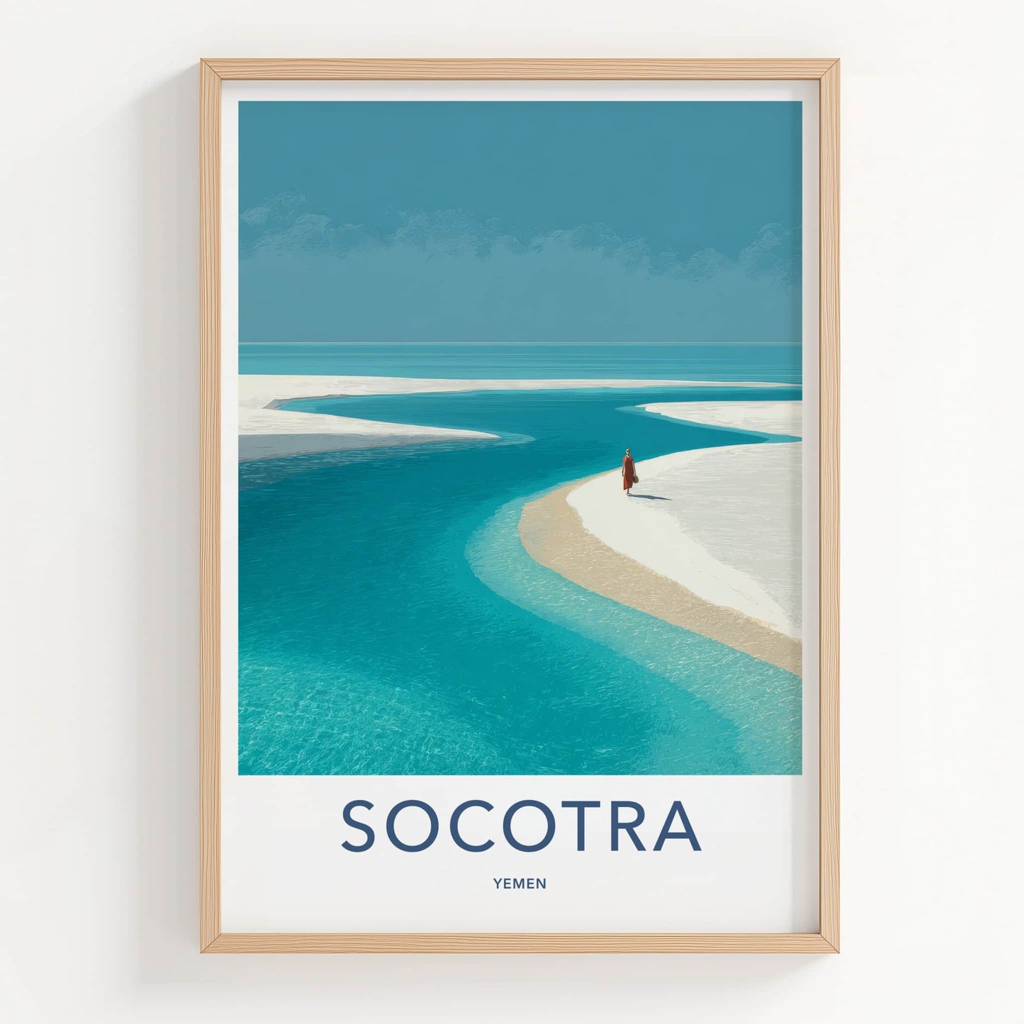 Socotra Poster - Yemen Travel Art - Lone Figure Beach Home Decor