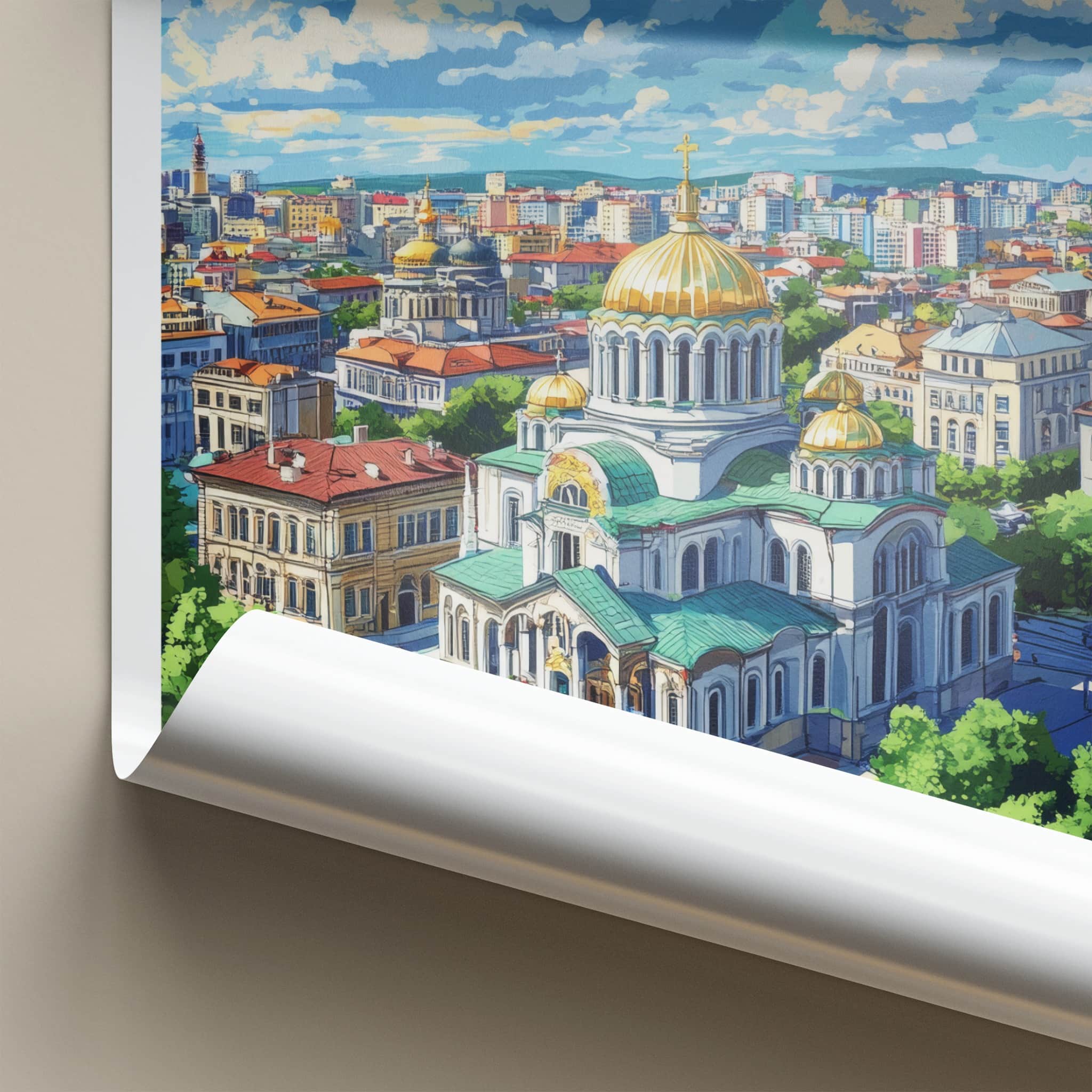 Sofia Poster - Bulgaria Art Print - Golden Domed Cathedral Wall Decor