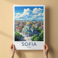 Sofia Poster - Bulgaria Art Print - Golden Domed Cathedral Wall Decor