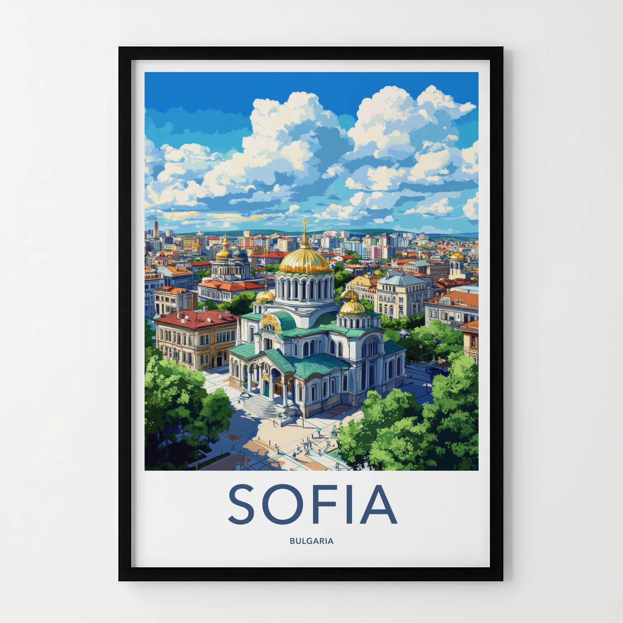 Sofia Poster - Bulgaria Art Print - Golden Domed Cathedral Wall Decor