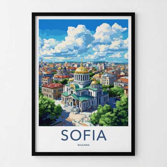Sofia Poster - Bulgaria Art Print - Golden Domed Cathedral Wall Decor