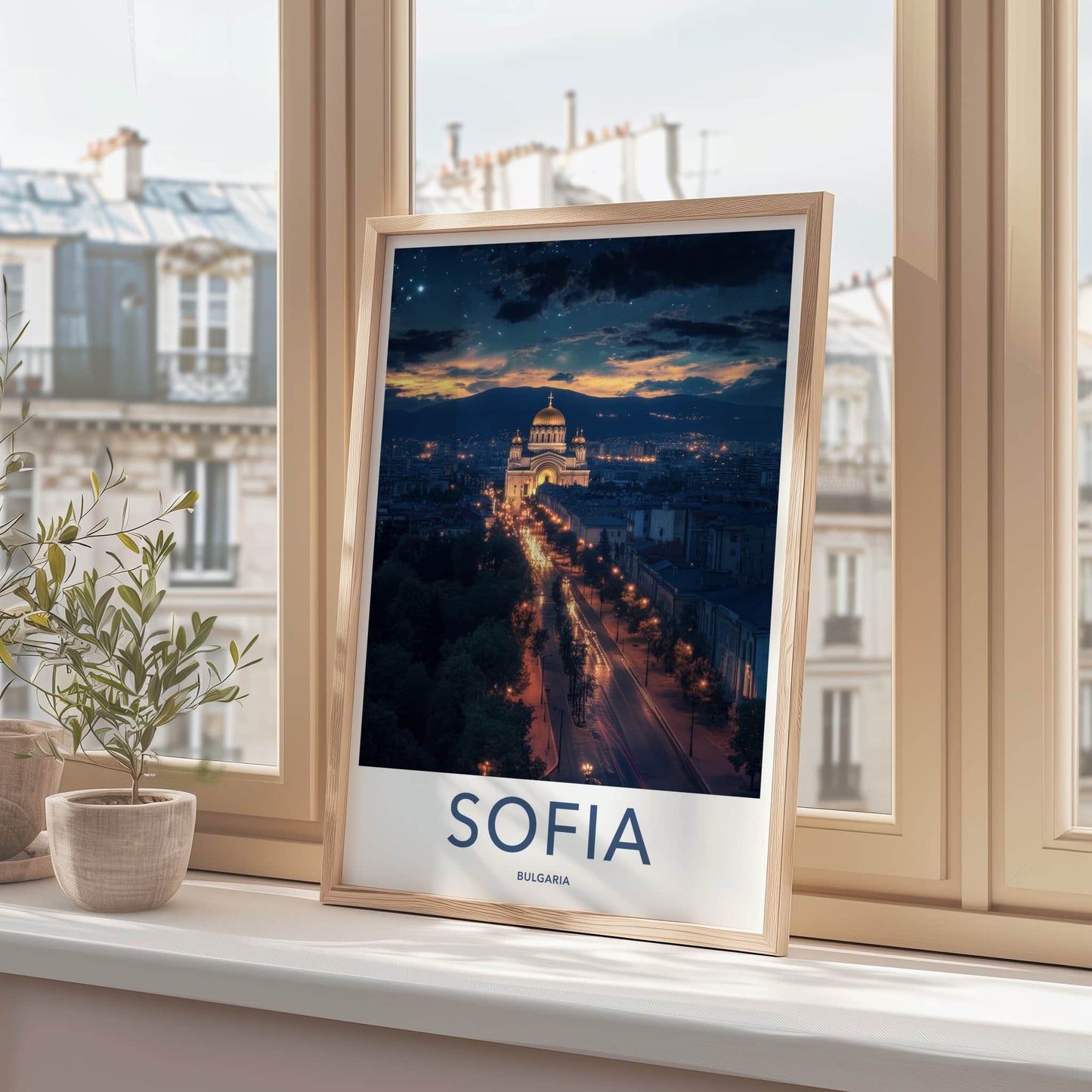 Sofia Poster - Bulgaria Travel Art - Cathedral Evening Glow Home Decor