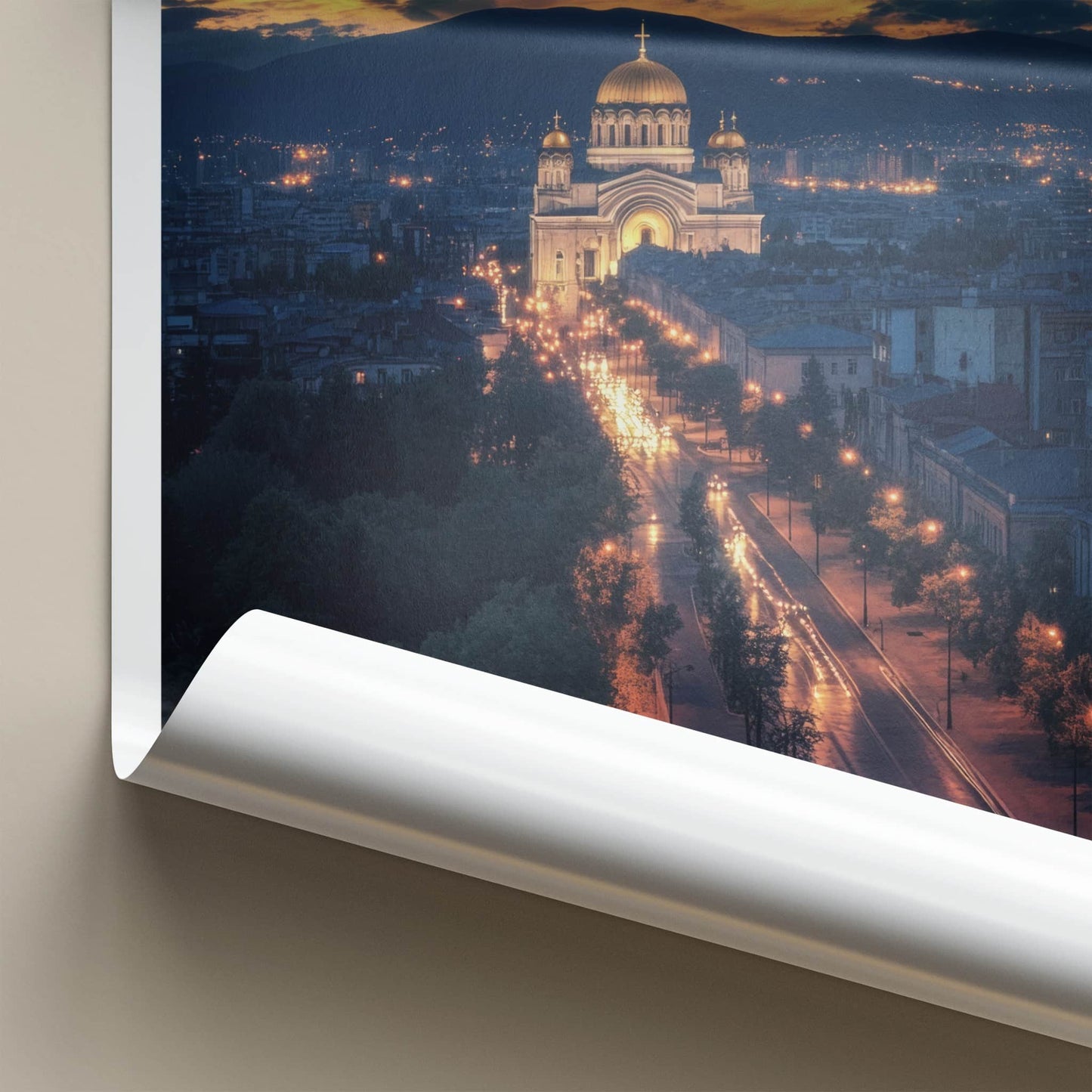 Sofia Poster - Bulgaria Travel Art - Cathedral Evening Glow Home Decor