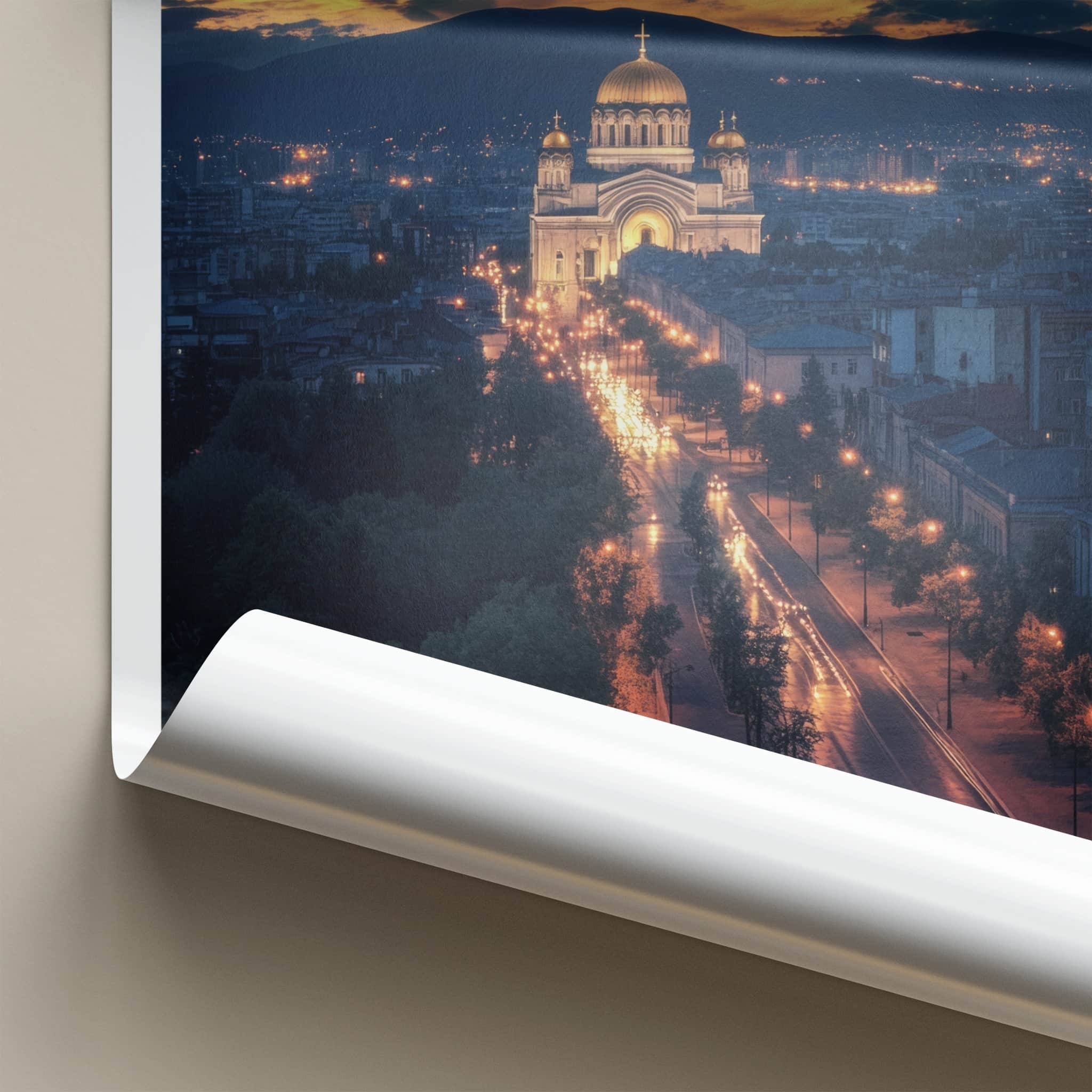 Sofia Poster - Bulgaria Travel Art - Cathedral Evening Glow Home Decor