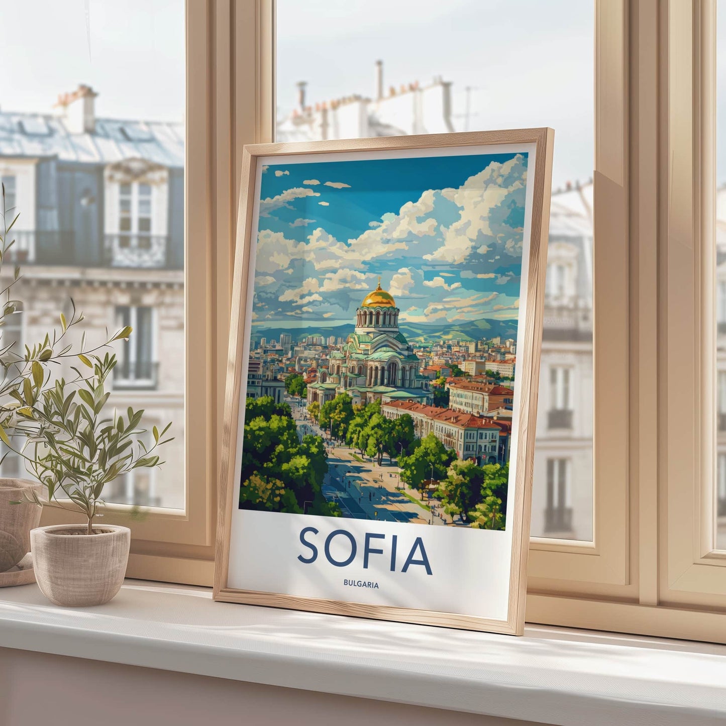 Sofia Poster - Bulgaria Travel Art - Golden Domed Cathedral Home Decor