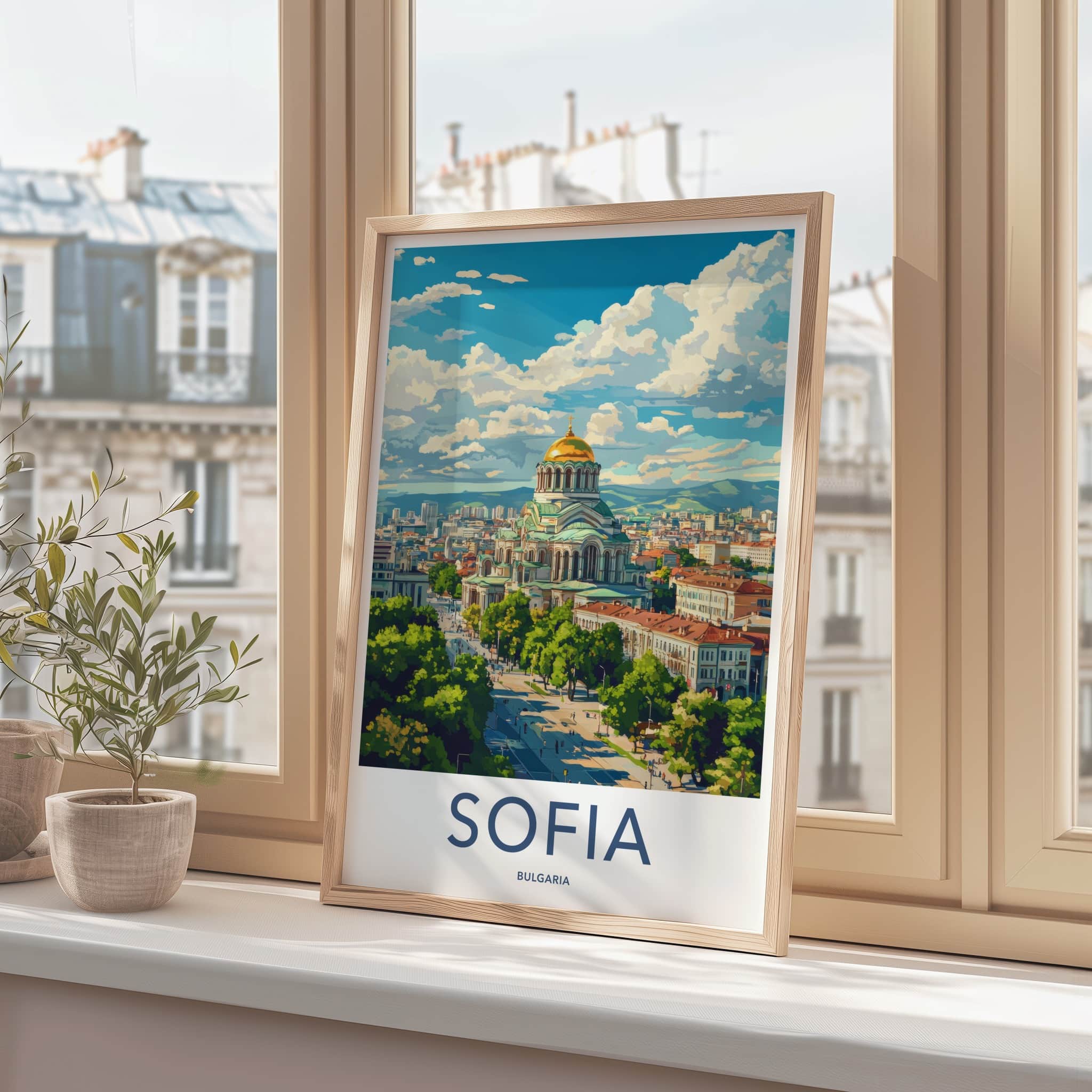 Sofia Poster - Bulgaria Travel Art - Golden Domed Cathedral Home Decor