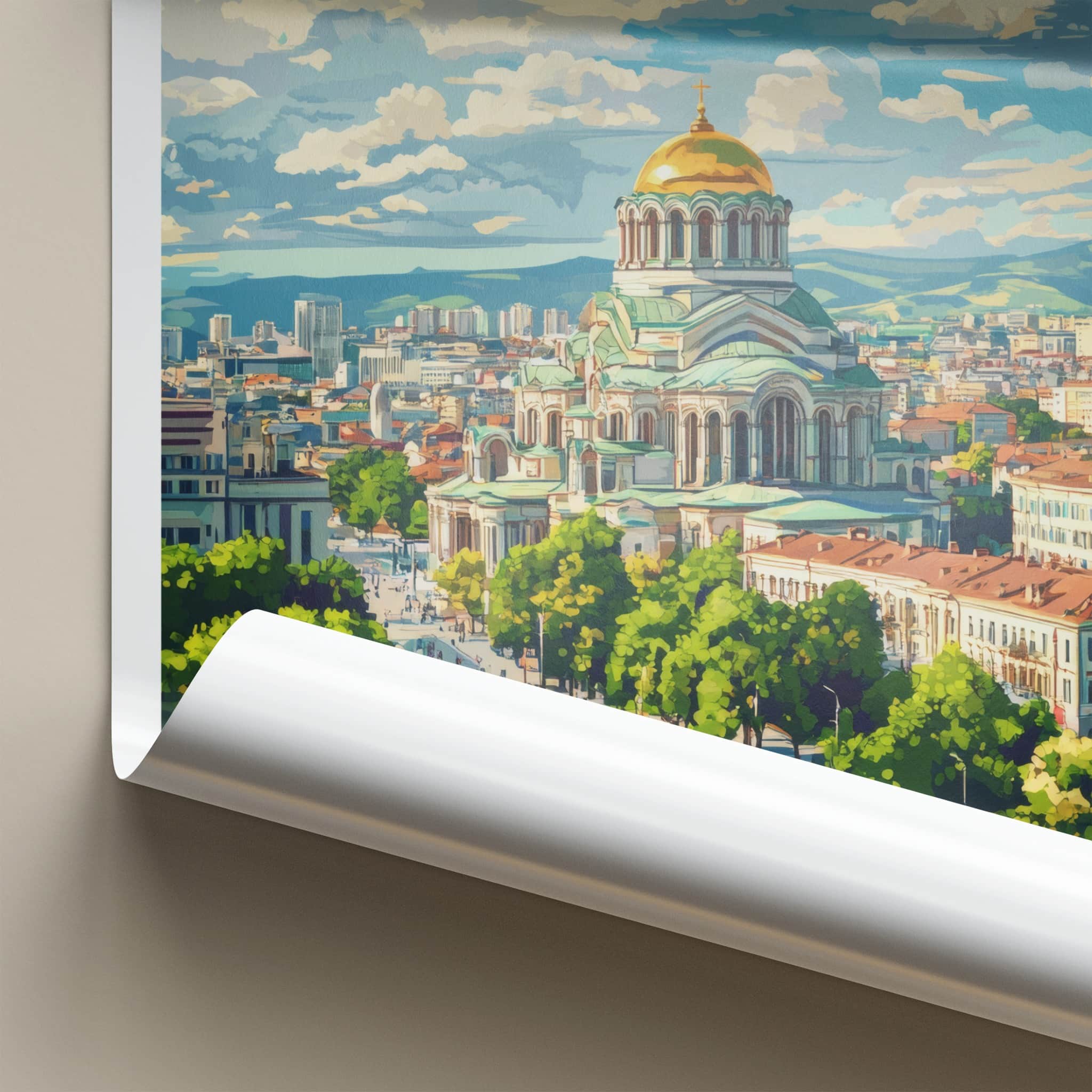 Sofia Poster - Bulgaria Travel Art - Golden Domed Cathedral Home Decor