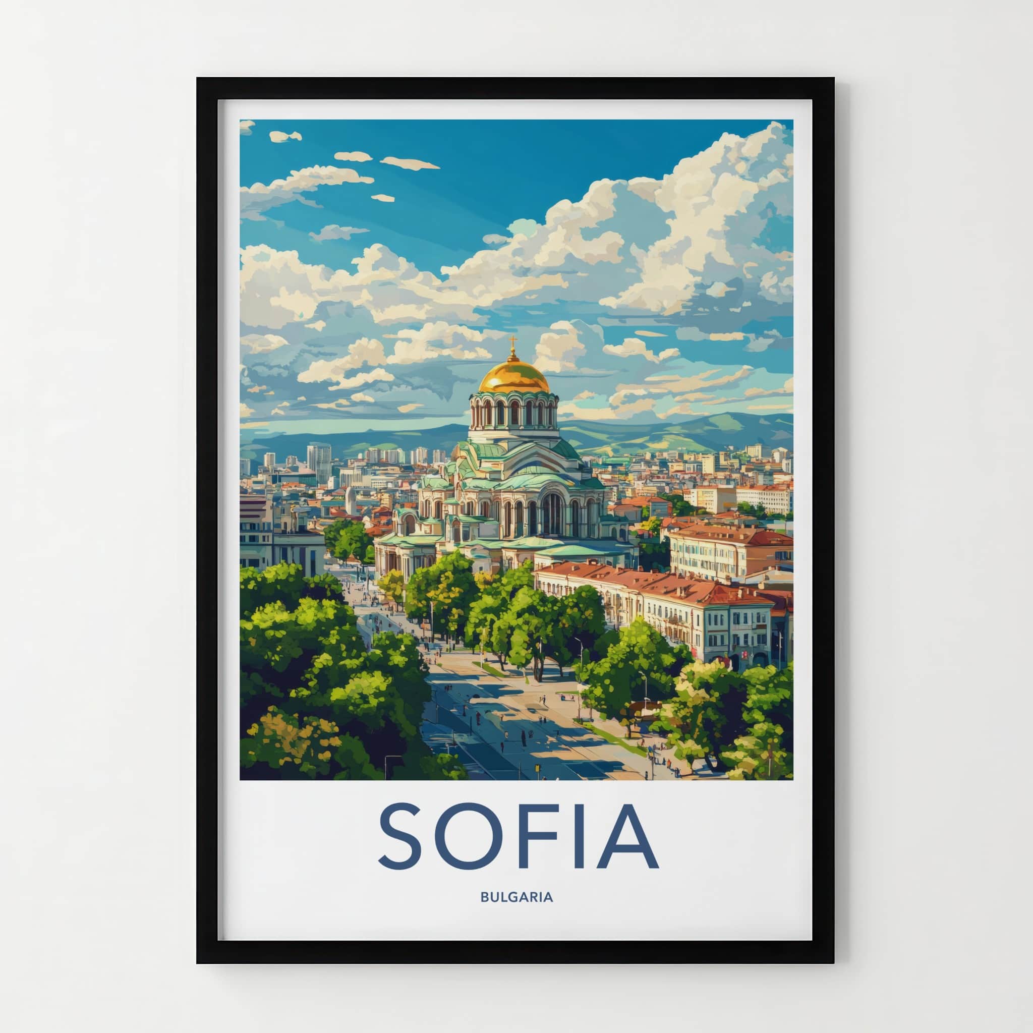 Sofia Poster - Bulgaria Travel Art - Golden Domed Cathedral Home Decor