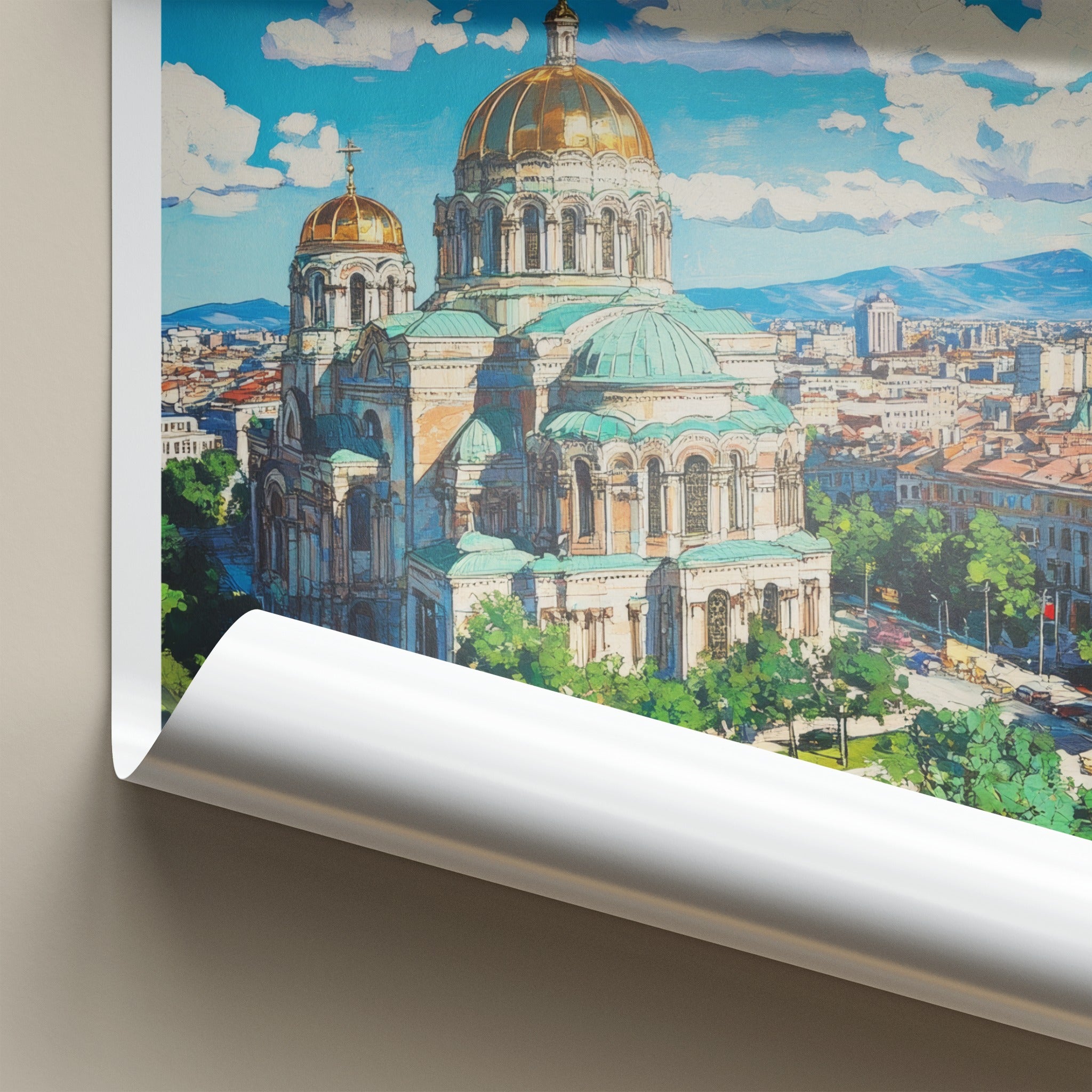 Sofia Poster - Bulgaria Travel Art - Golden Domed Cathedral Home Decor