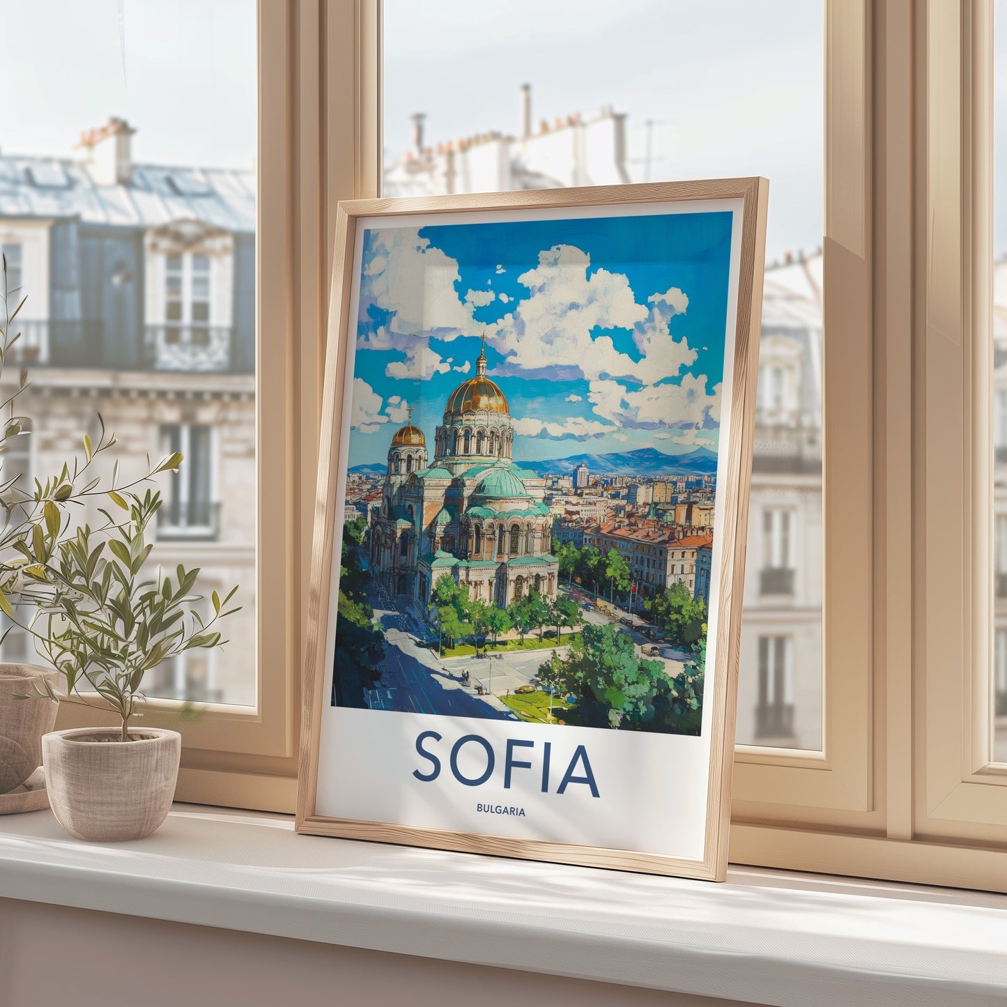 Sofia Poster - Bulgaria Travel Art - Golden Domed Cathedral Home Decor