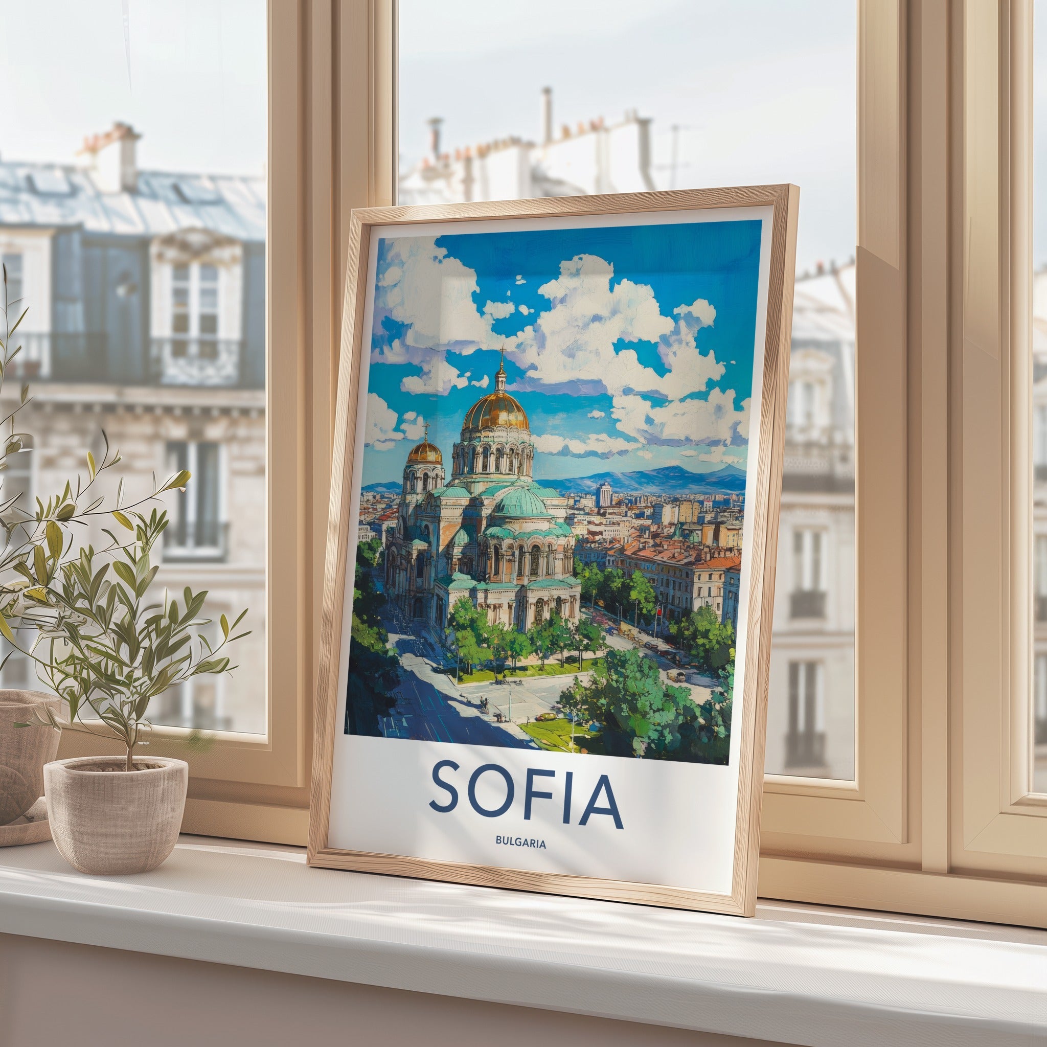 Sofia Poster - Bulgaria Travel Art - Golden Domed Cathedral Home Decor