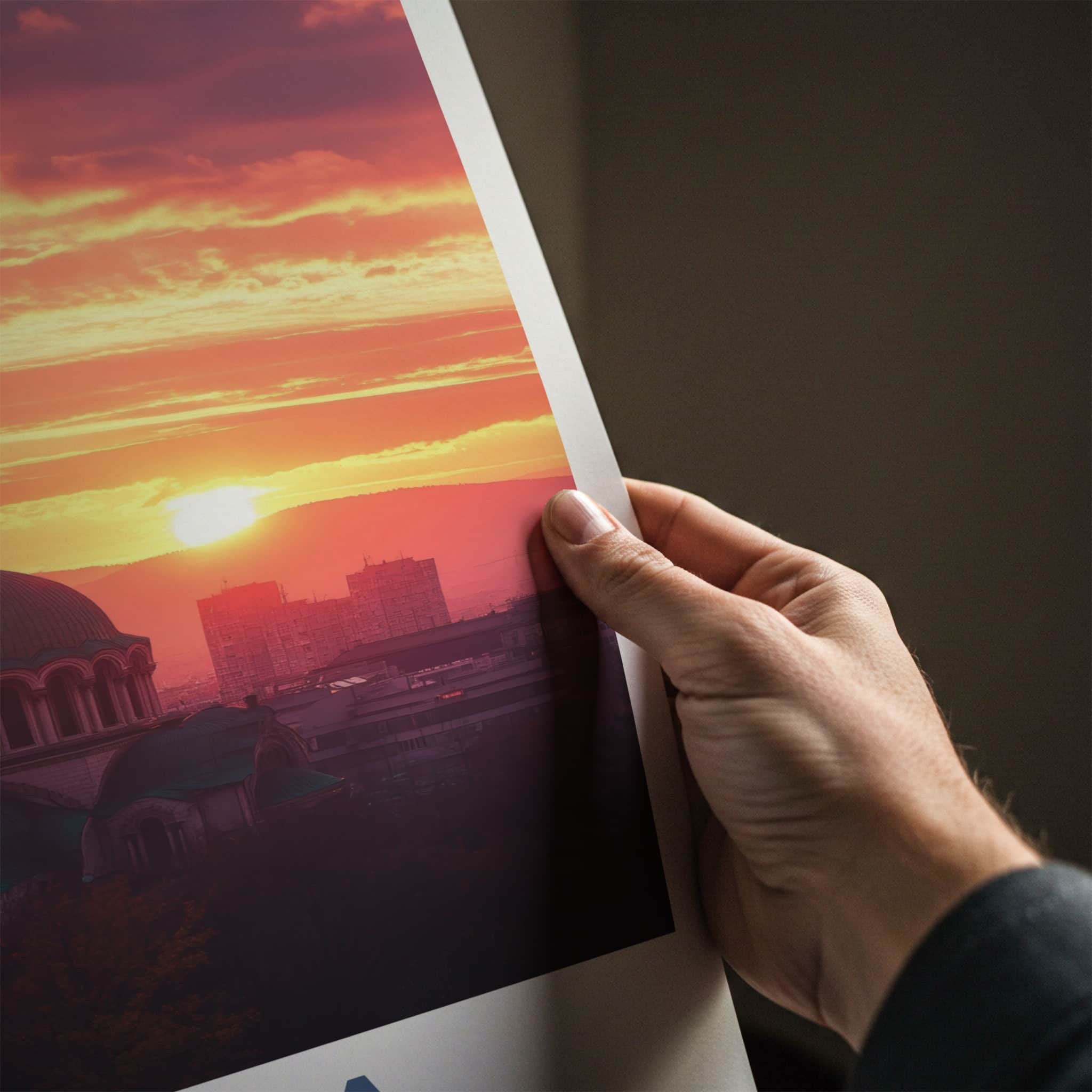 Sofia Poster - Bulgaria Travel Art - Historic Cathedral Sunset Home Decor