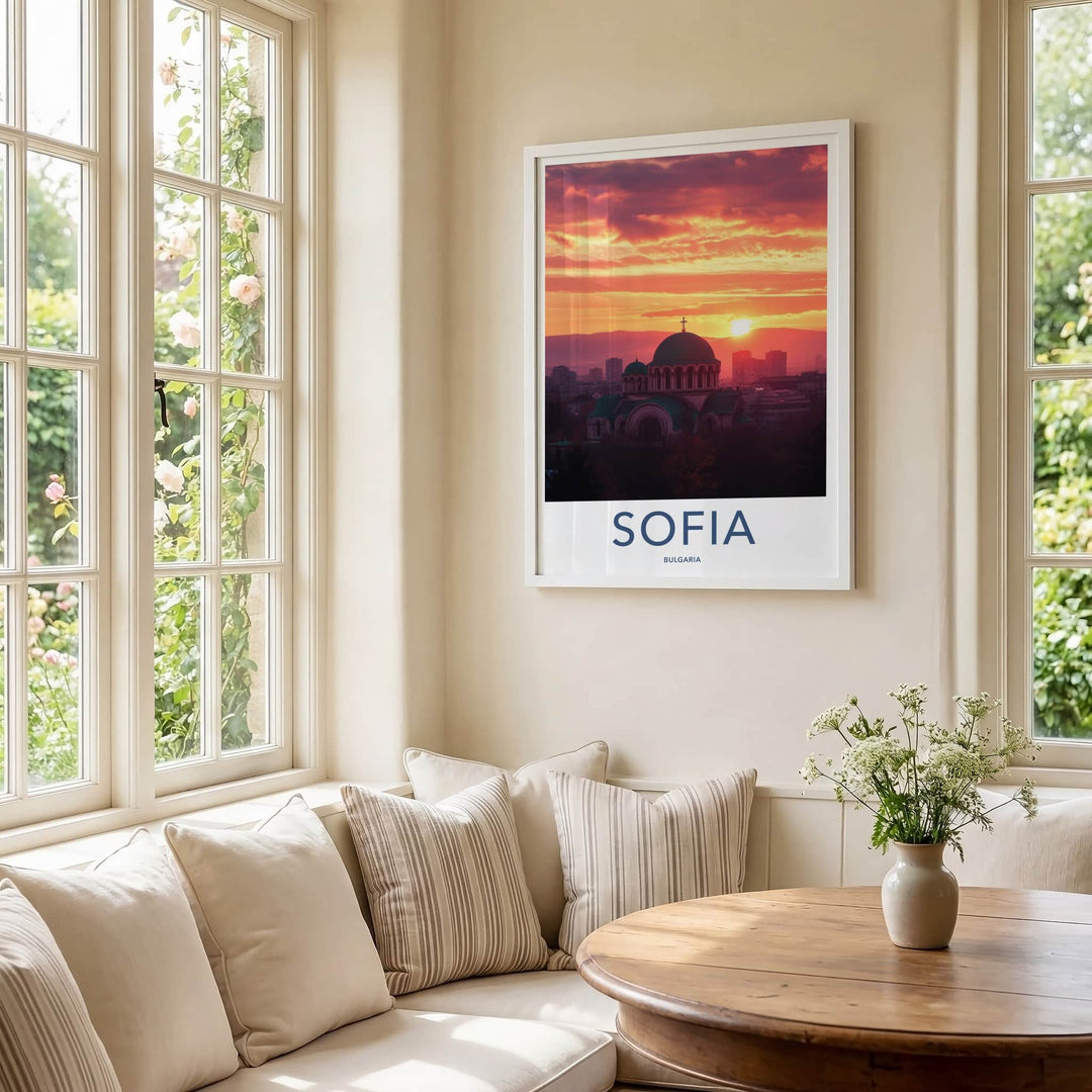 Sofia Poster - Bulgaria Travel Art - Historic Cathedral Sunset Home Decor