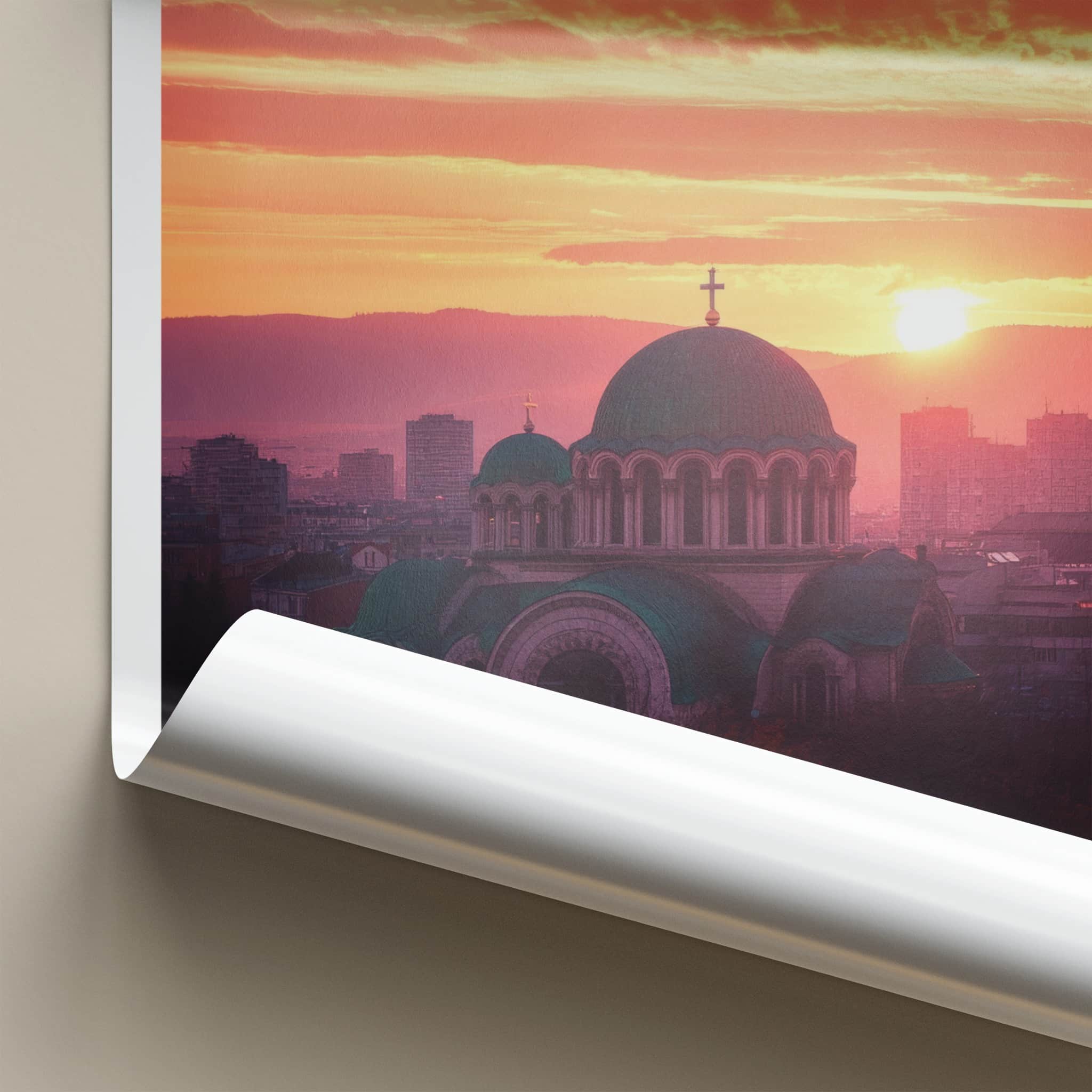 Sofia Poster - Bulgaria Travel Art - Historic Cathedral Sunset Home Decor