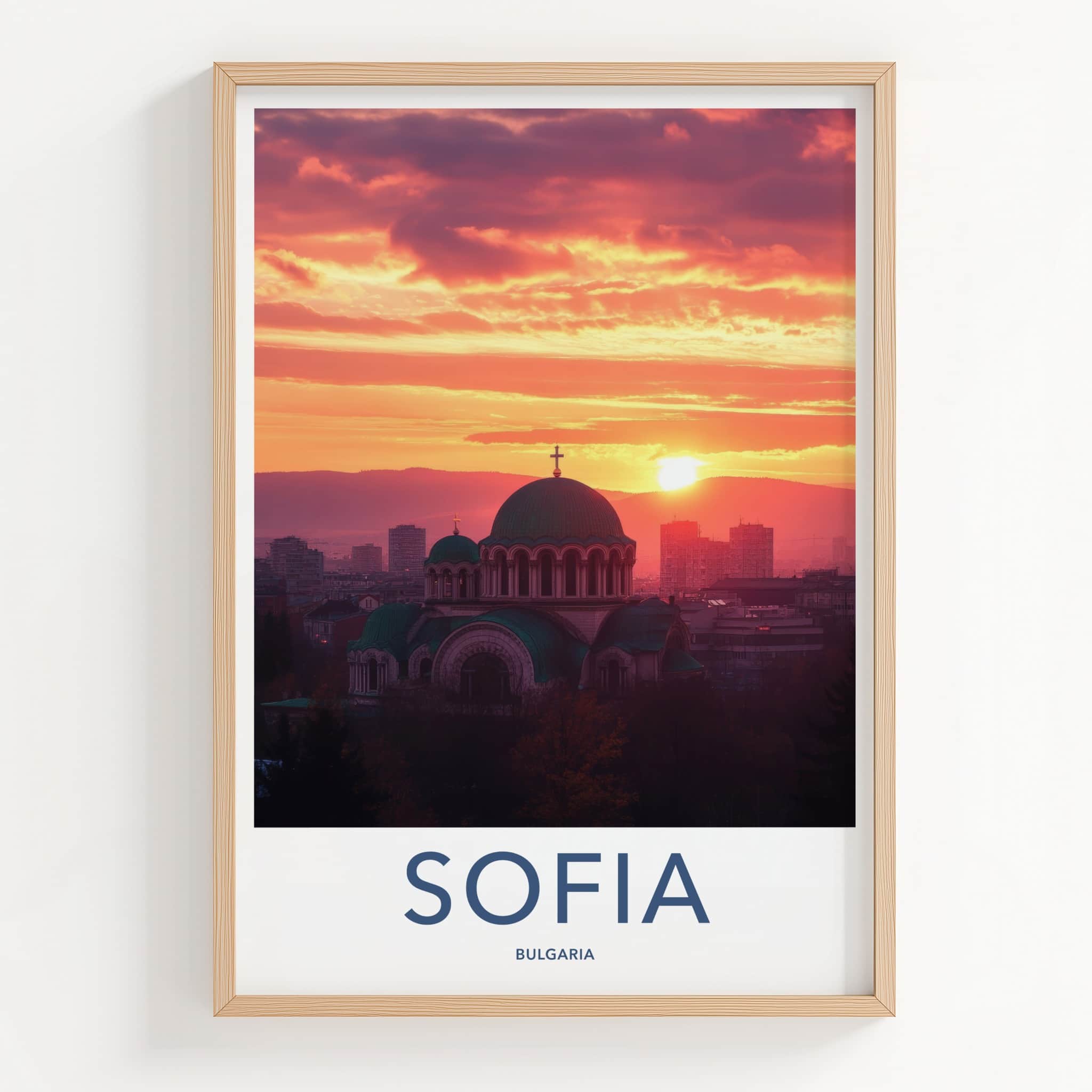 Sofia Poster - Bulgaria Travel Art - Historic Cathedral Sunset Home Decor