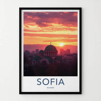 Sofia Poster - Bulgaria Travel Art - Historic Cathedral Sunset Home Decor