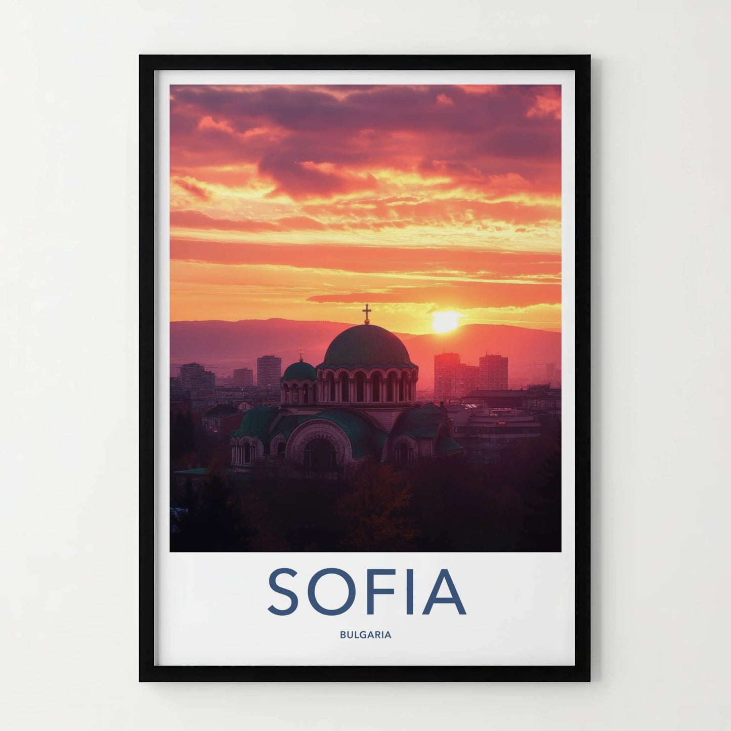 Sofia Poster - Bulgaria Travel Art - Historic Cathedral Sunset Home Decor
