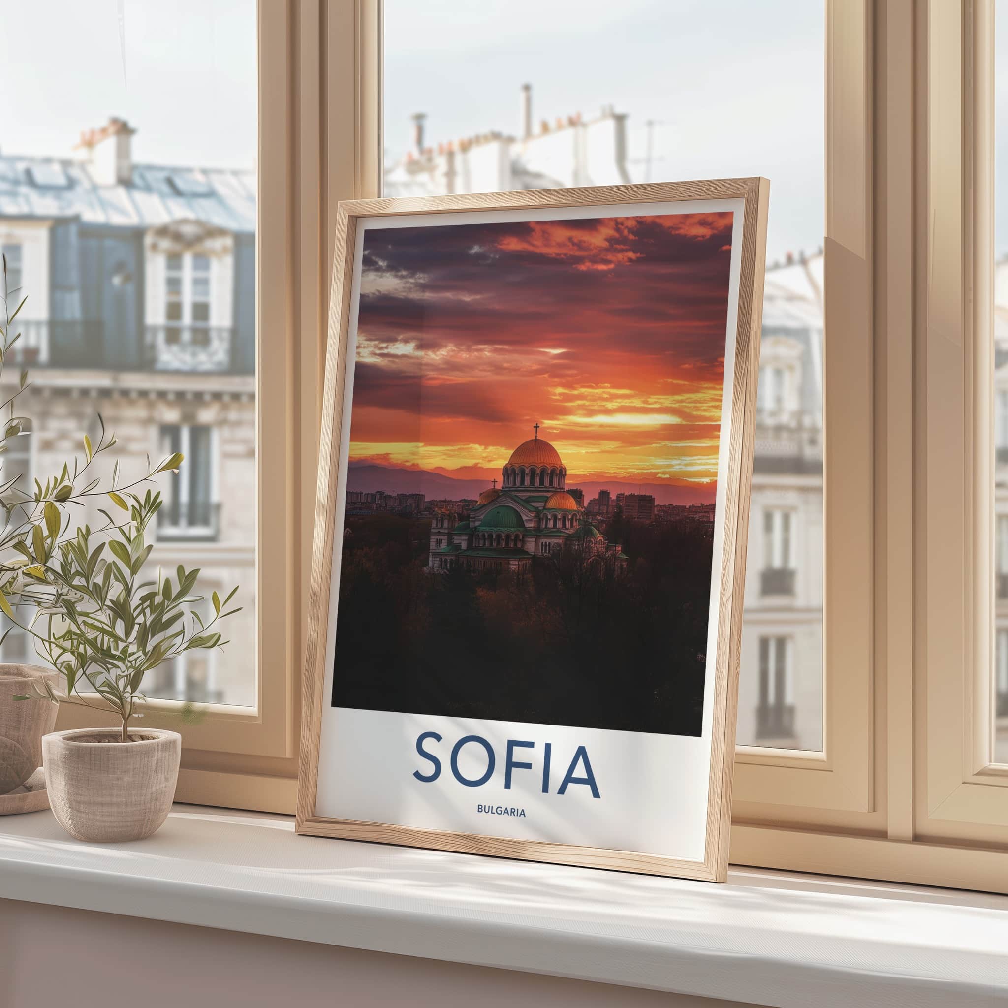 Sofia Poster - Bulgaria Travel Art - Nevsky Cathedral Sunset Wall Decor