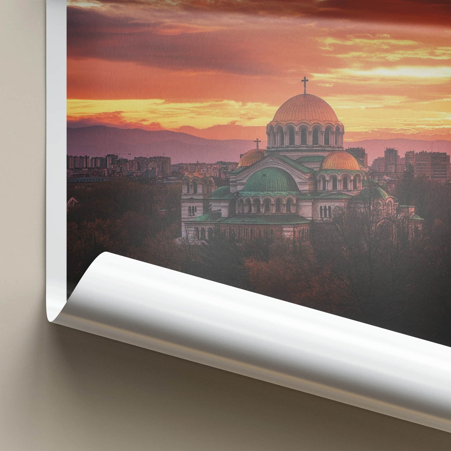 Sofia Poster - Bulgaria Travel Art - Nevsky Cathedral Sunset Wall Decor