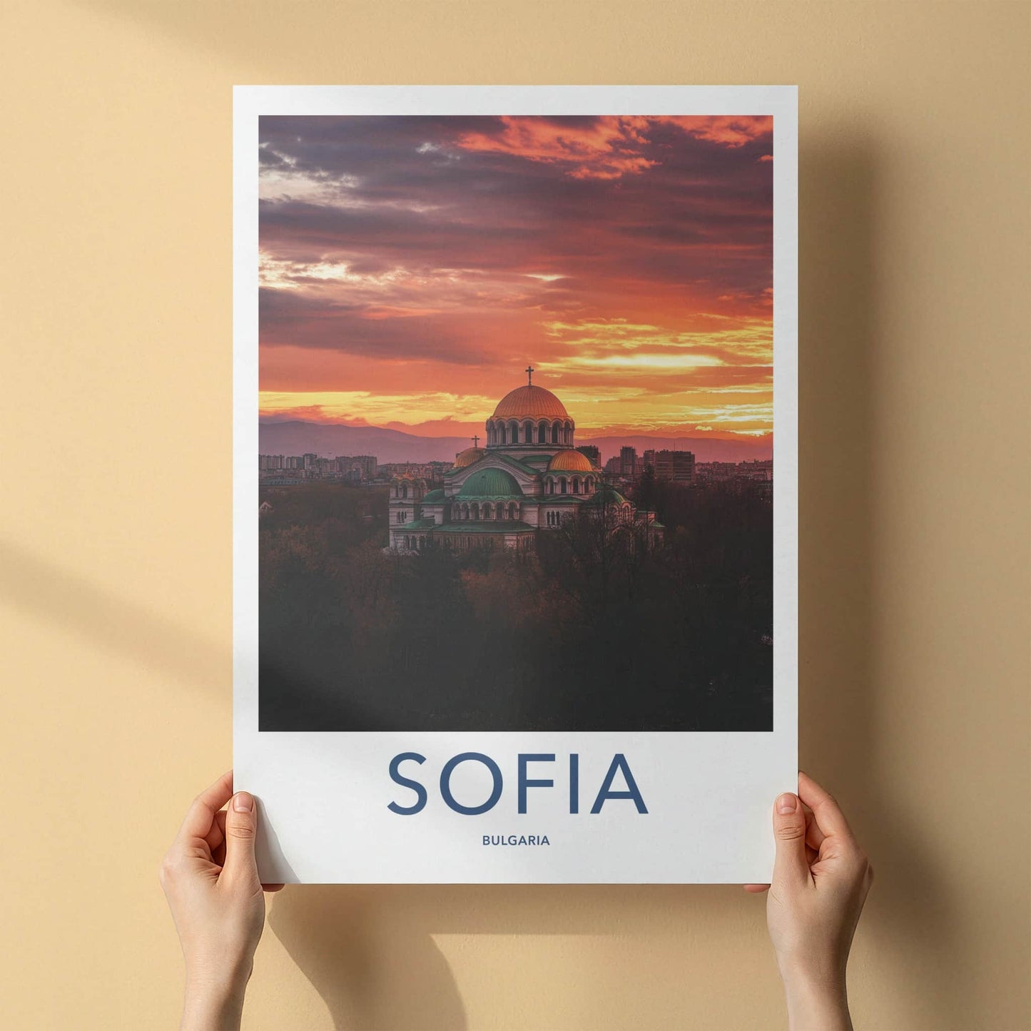 Sofia Poster - Bulgaria Travel Art - Nevsky Cathedral Sunset Wall Decor