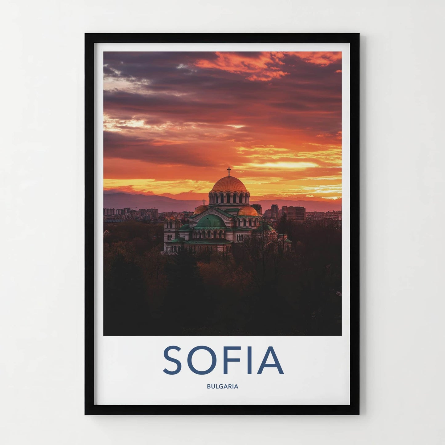 Sofia Poster - Bulgaria Travel Art - Nevsky Cathedral Sunset Wall Decor