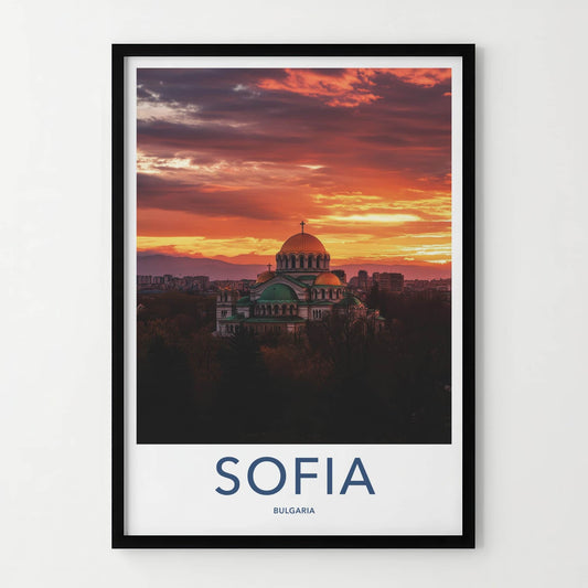 Sofia Poster - Bulgaria Travel Art - Nevsky Cathedral Sunset Wall Decor