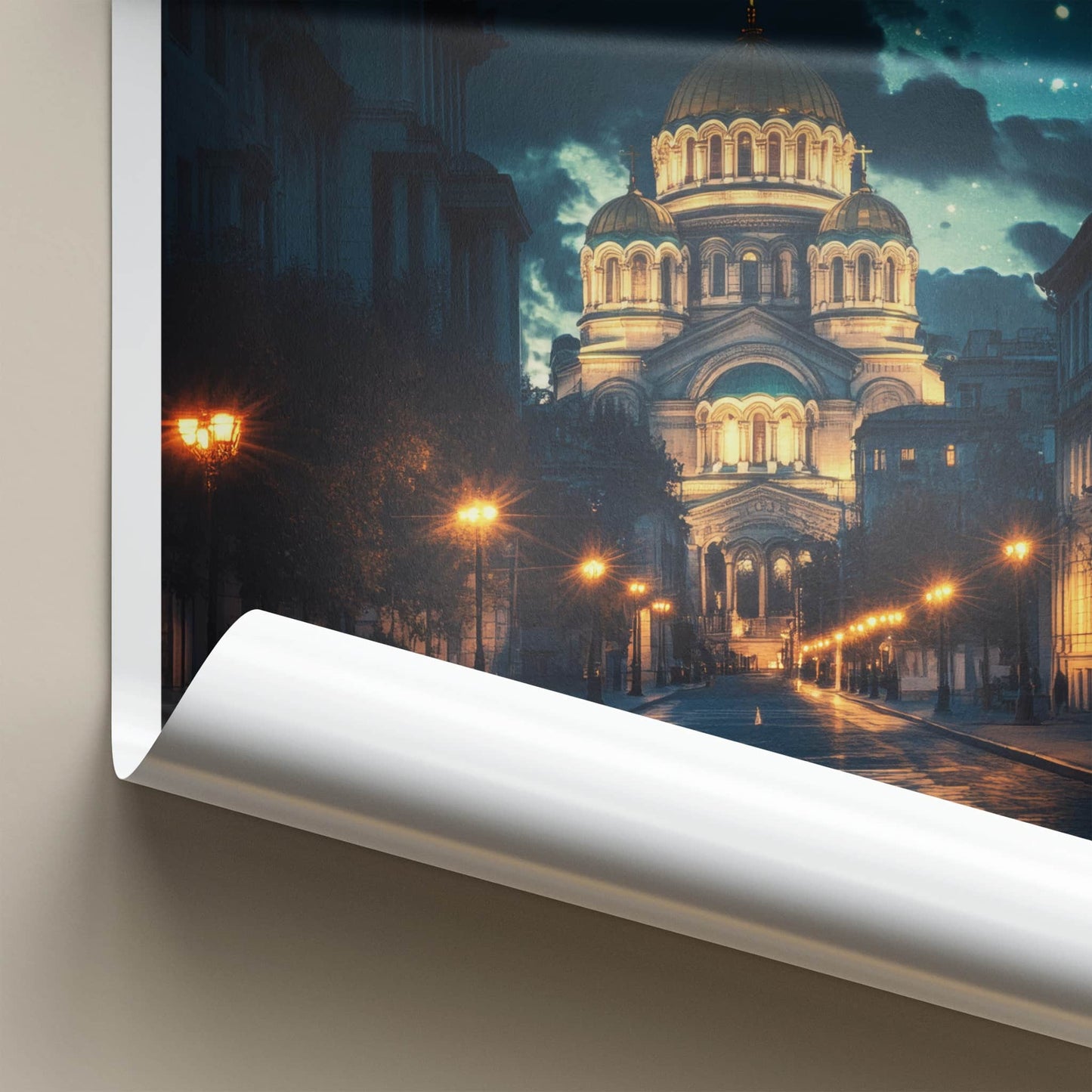 Sofia Poster - Bulgaria Wall Art - Starry Cathedral Street Home Decor
