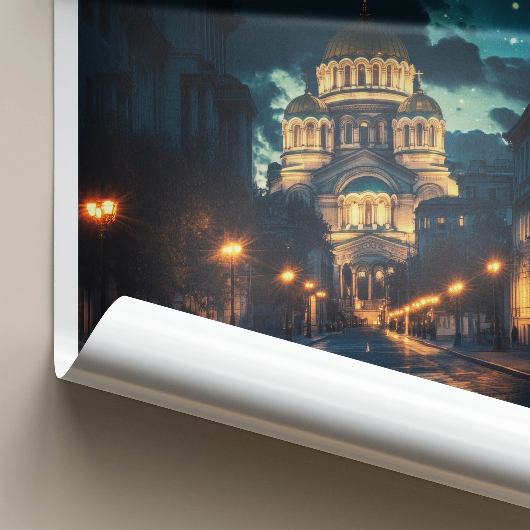 Sofia Poster - Bulgaria Wall Art - Starry Cathedral Street Home Decor