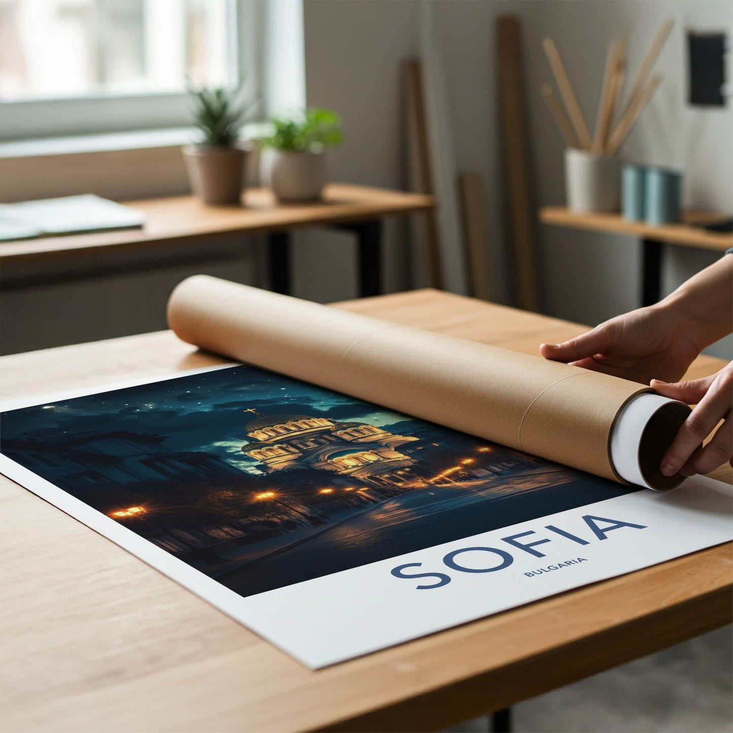 Sofia Poster - Bulgaria Wall Art - Starry Cathedral Street Home Decor