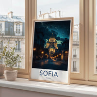 Sofia Poster - Bulgaria Wall Art - Starry Cathedral Street Home Decor