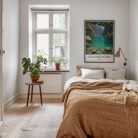 Sognefjord Poster - Norway Travel Art - Fjord Boat Mountains Home Decor