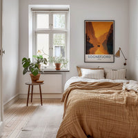 Sognefjord Poster - Norway Travel Art - Golden Fjord Cliffs Wall Decor