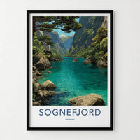 Sognefjord Poster - Norway Travel Art - Majestic Fjord Boat Wall Decor