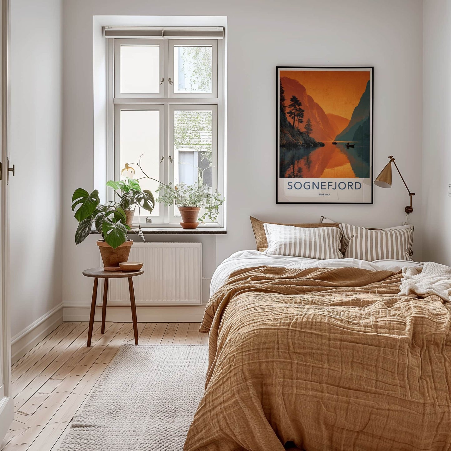 Sognefjord Poster - Norway Travel Art - Orange Fjord Waters Home Decor