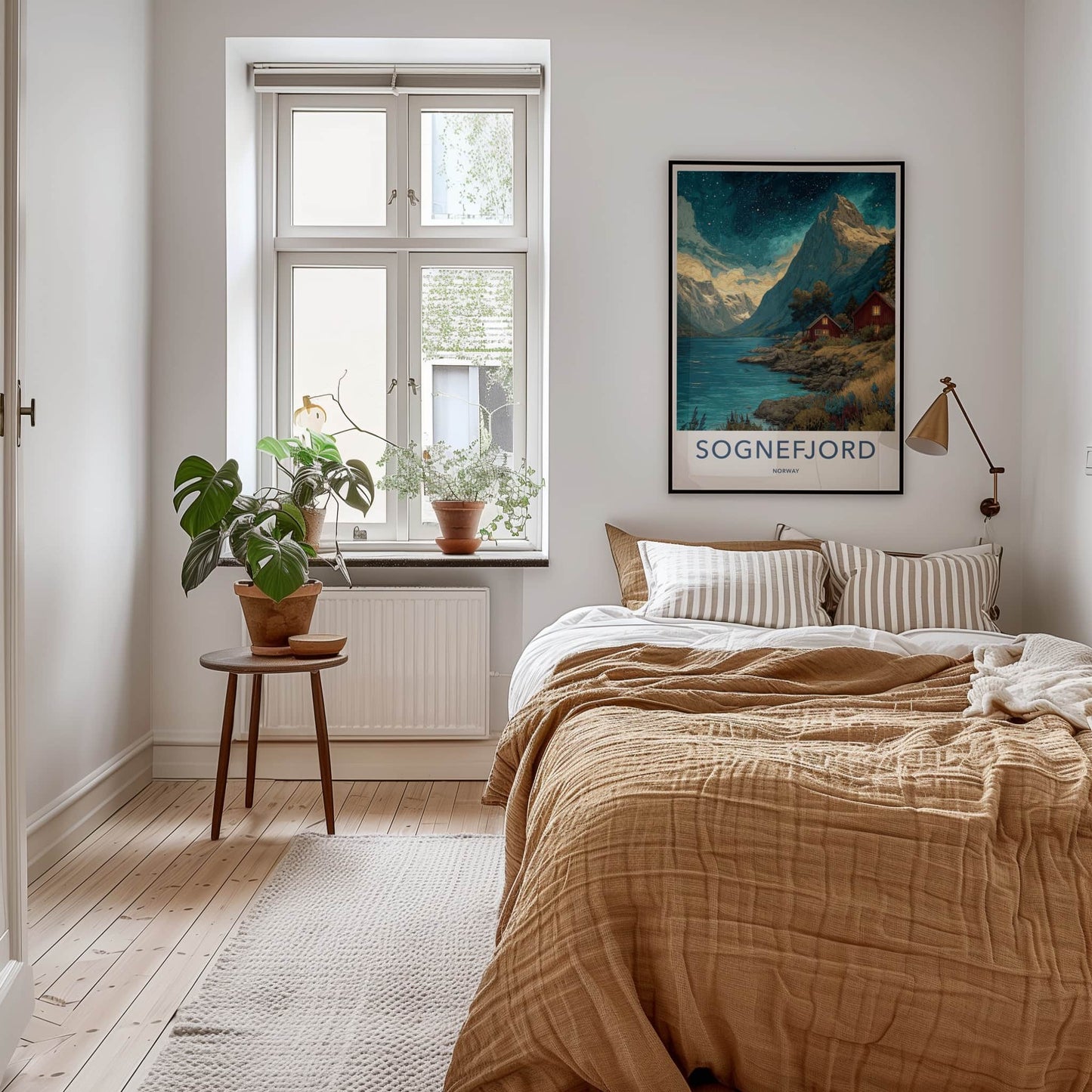Sognefjord Poster - Norway Travel Art - Starry Fjord Cabins Home Decor