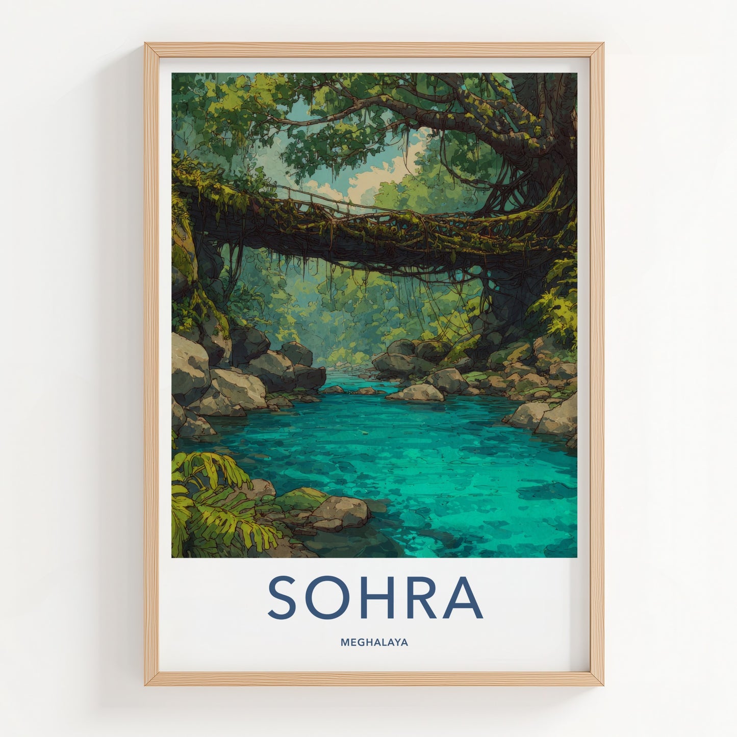 Sohra Poster - India Meghalaya Lush Living Bridge Lounge Decor