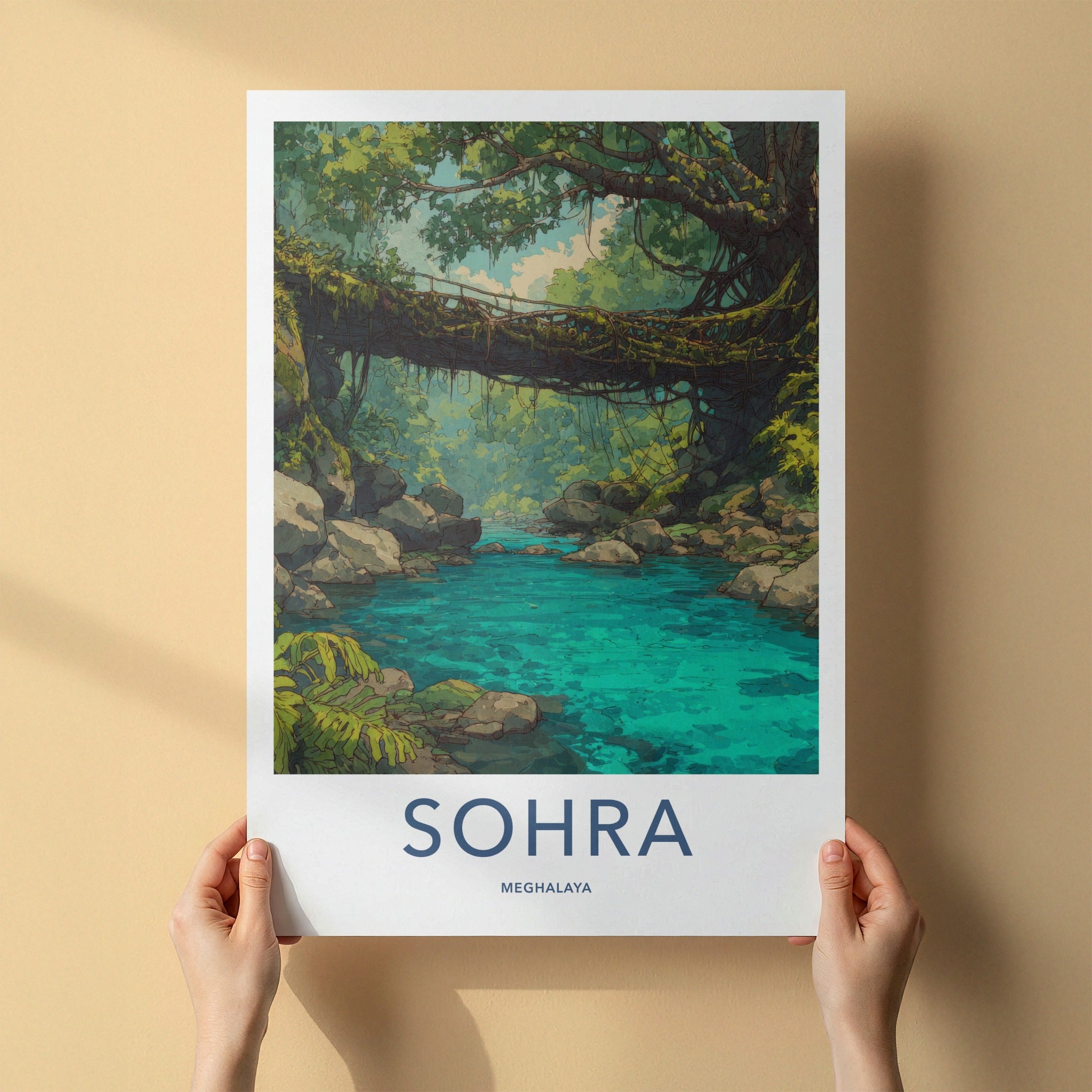 Sohra Poster - India Meghalaya Lush Living Bridge Lounge Decor