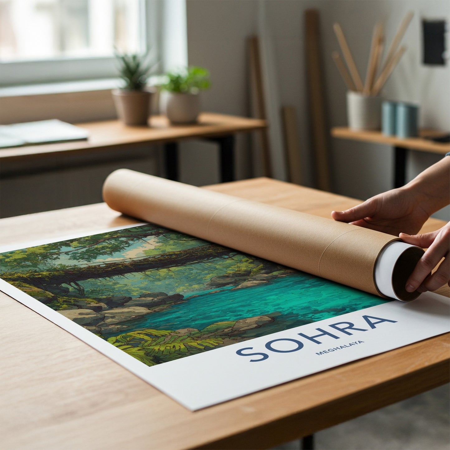 Sohra Poster - India Meghalaya Lush Living Bridge Lounge Decor