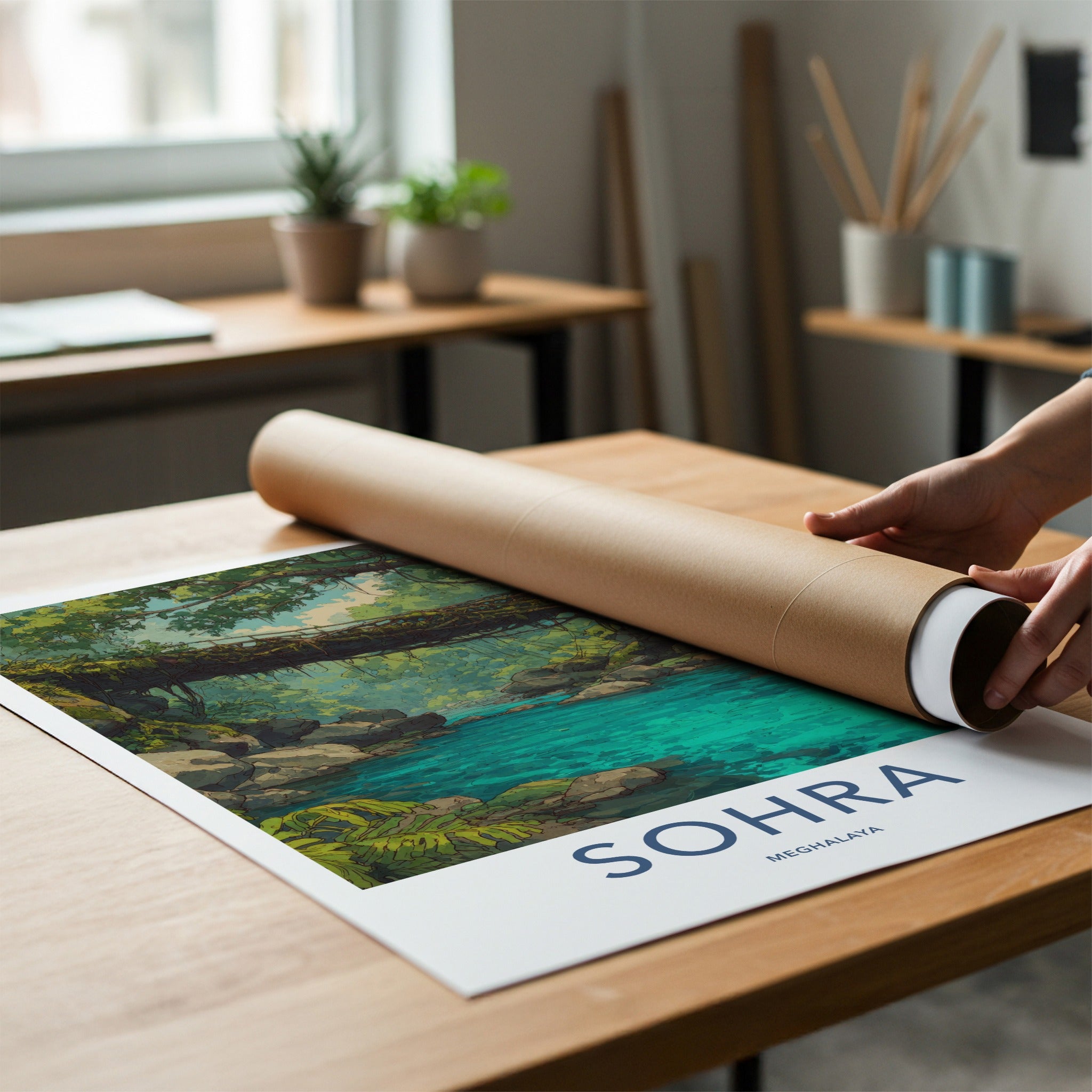 Sohra Poster - India Meghalaya Lush Living Bridge Lounge Decor