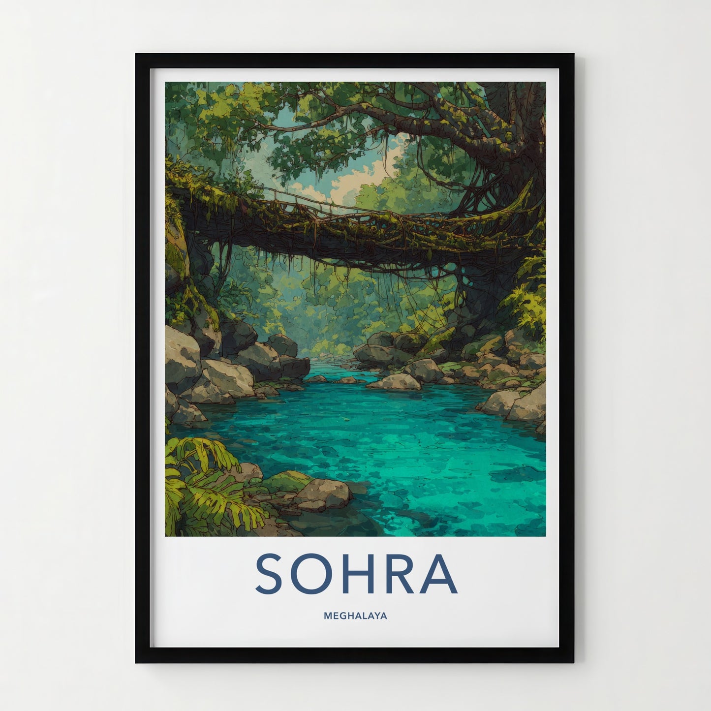 Sohra Poster - India Meghalaya Lush Living Bridge Lounge Decor