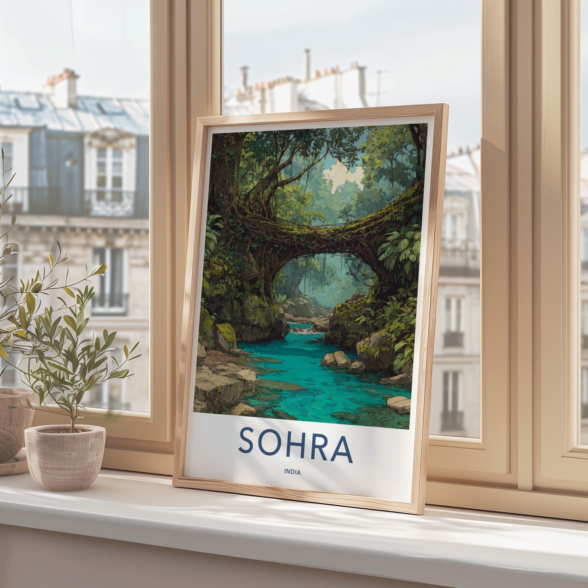 Sohra Poster - India Travel Art - Meghalaya Living Root Bridge Home Decor