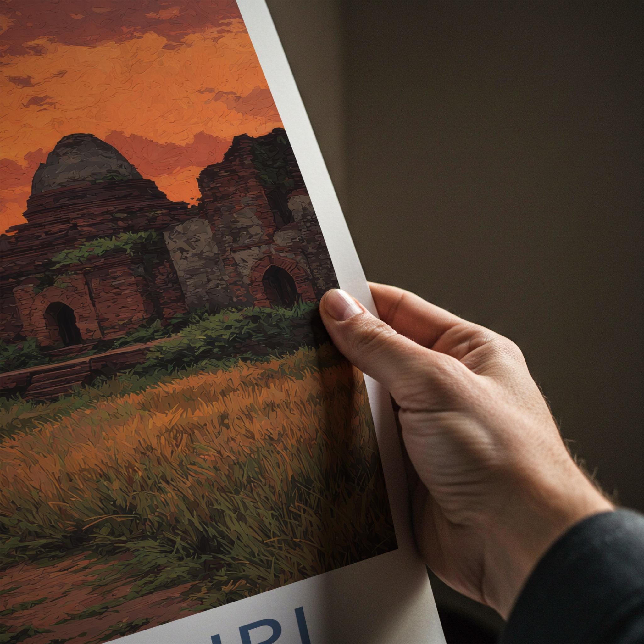 Somapuri Poster - Bangladesh Travel Art - Ancient Temple Sunset Home Decor