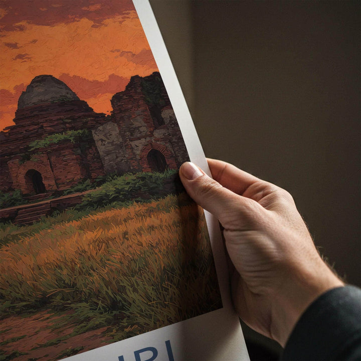 Somapuri Poster - Bangladesh Travel Art - Ancient Temple Sunset Home Decor