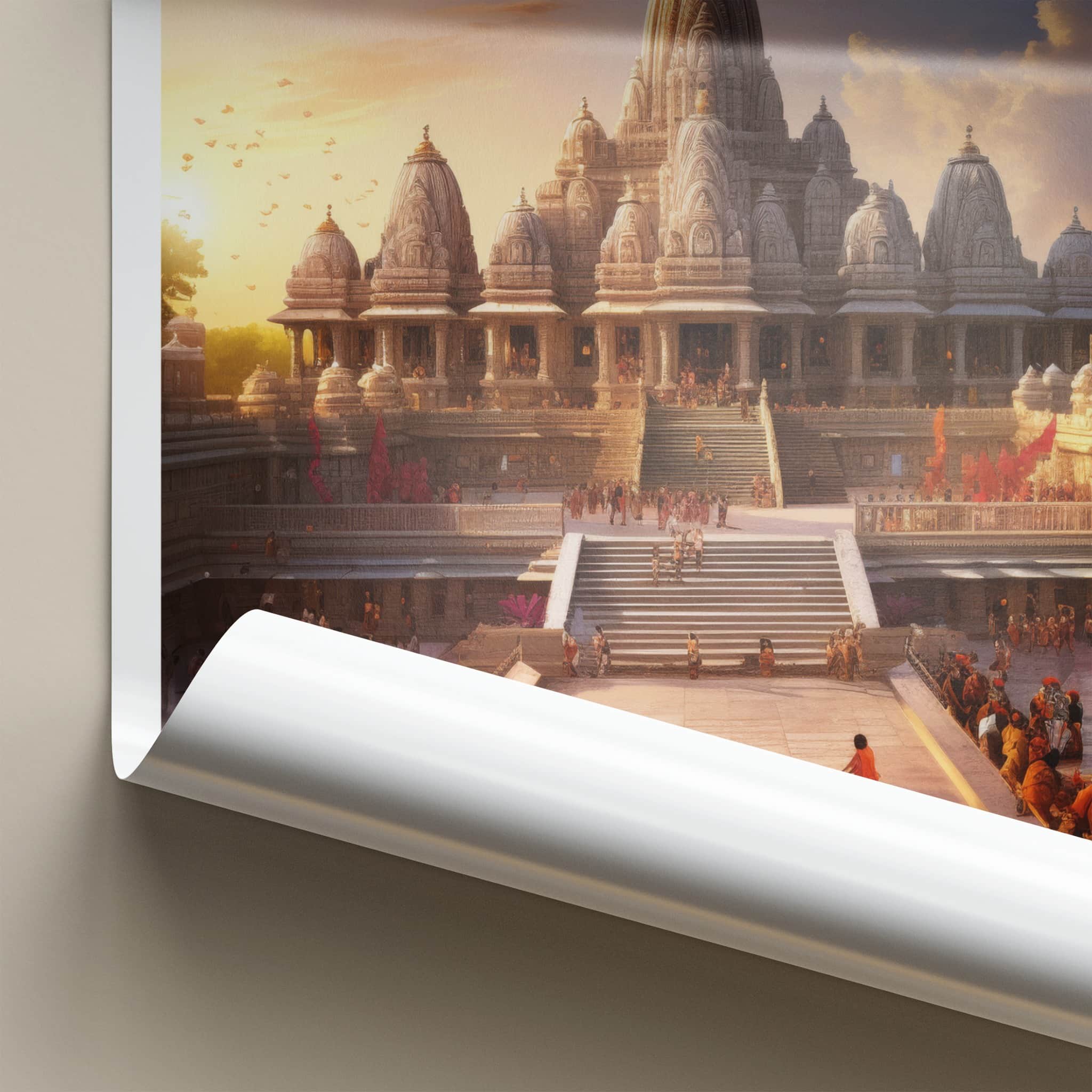 Somnath Poster - India Wall Art - Gujarat Temple Sunset Home Decor