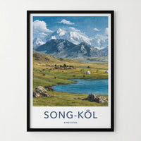Song-Kol Poster - Kyrgyzstan Yurt Lake Animals Wall Art
