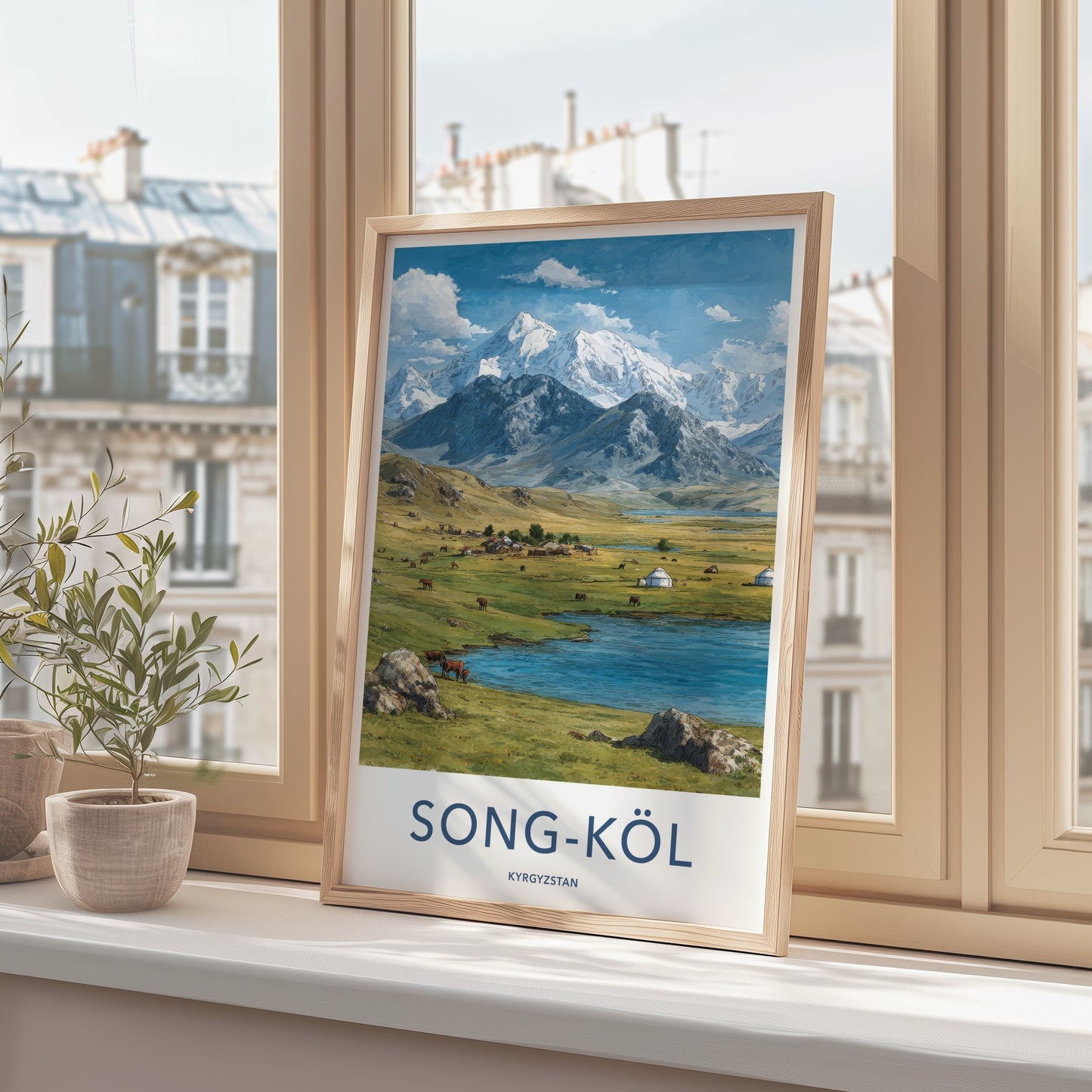 Song-Kol Poster - Kyrgyzstan Yurt Lake Animals Wall Art