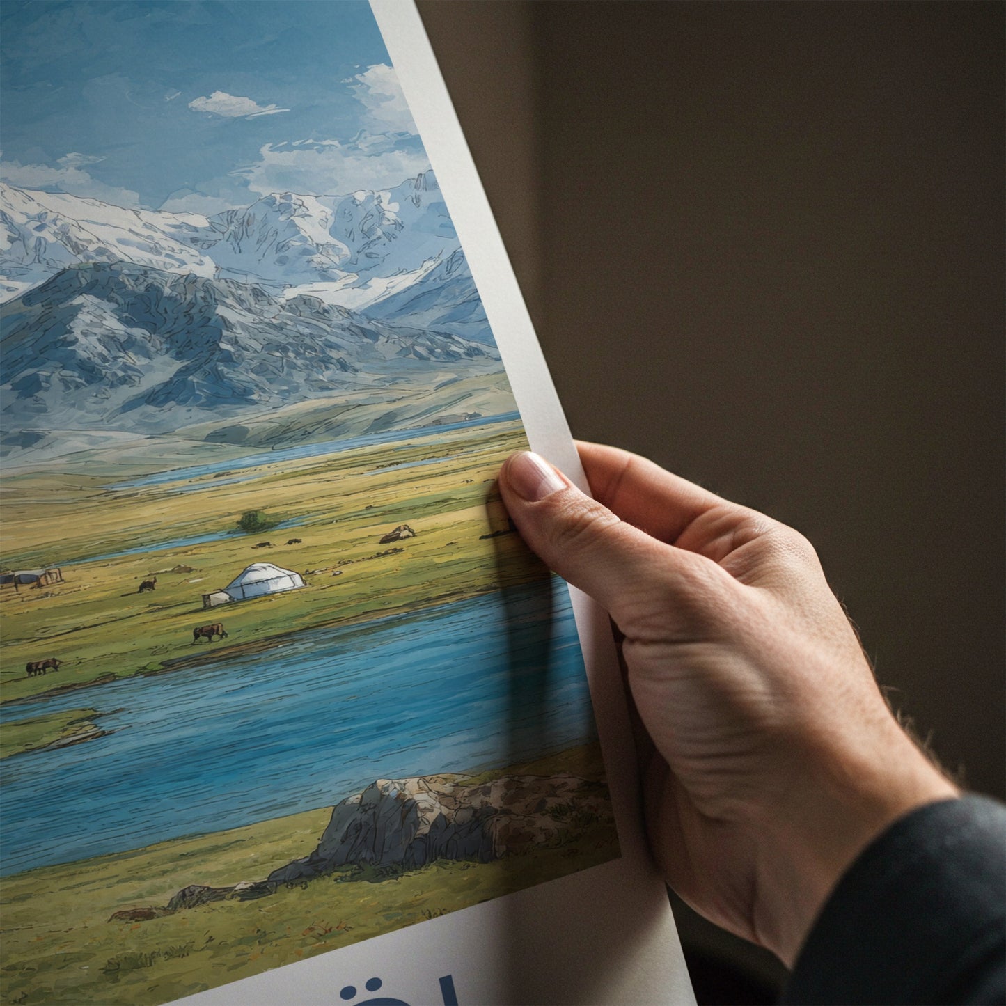 Song-Kol Poster - Kyrgyzstan Yurt Lake Animals Wall Art