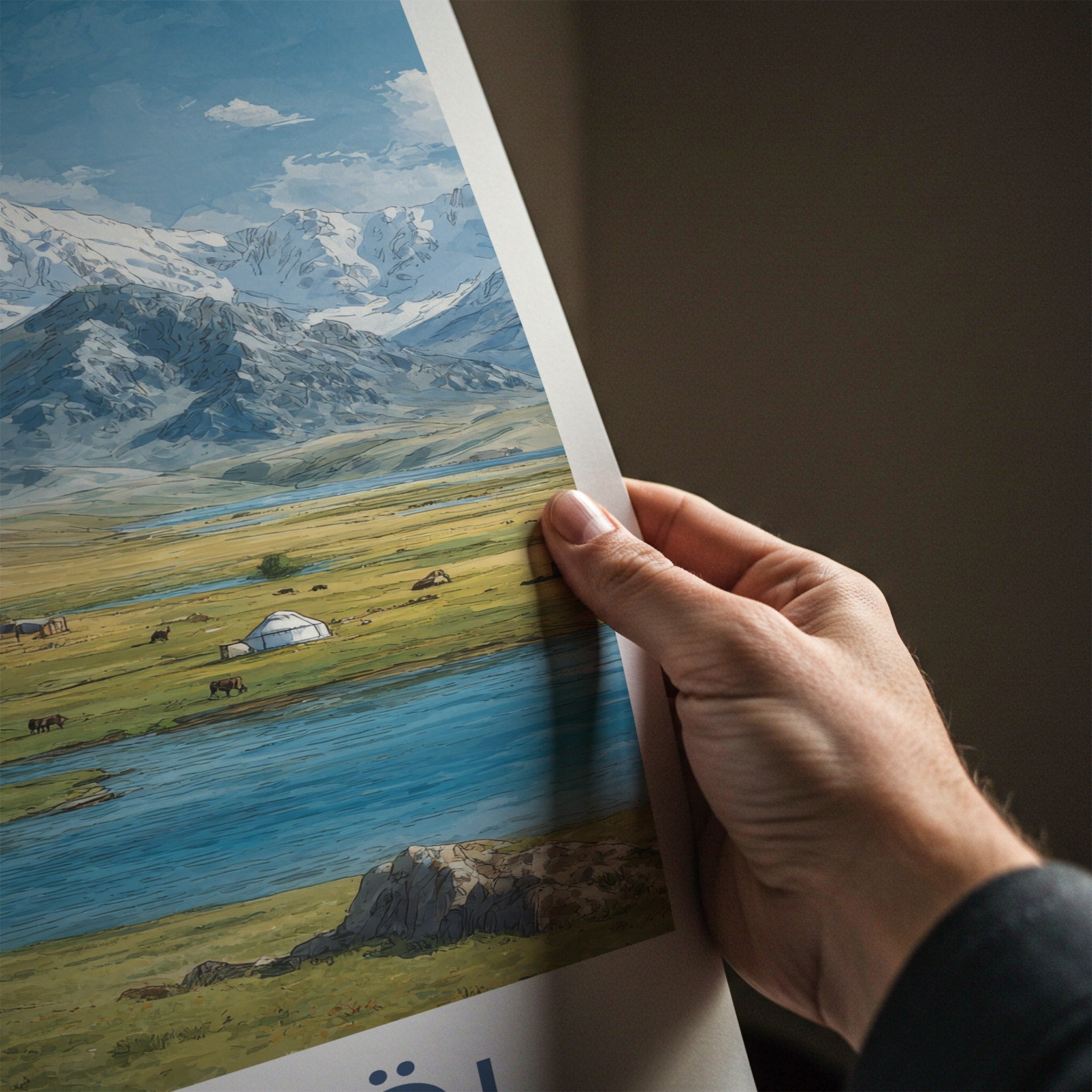 Song-Kol Poster - Kyrgyzstan Yurt Lake Animals Wall Art
