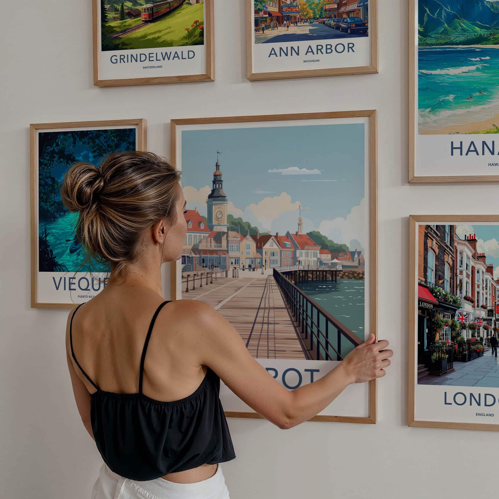 Sopot Poster - Poland Travel Art - Colorful Coastal Architecture Home Decor