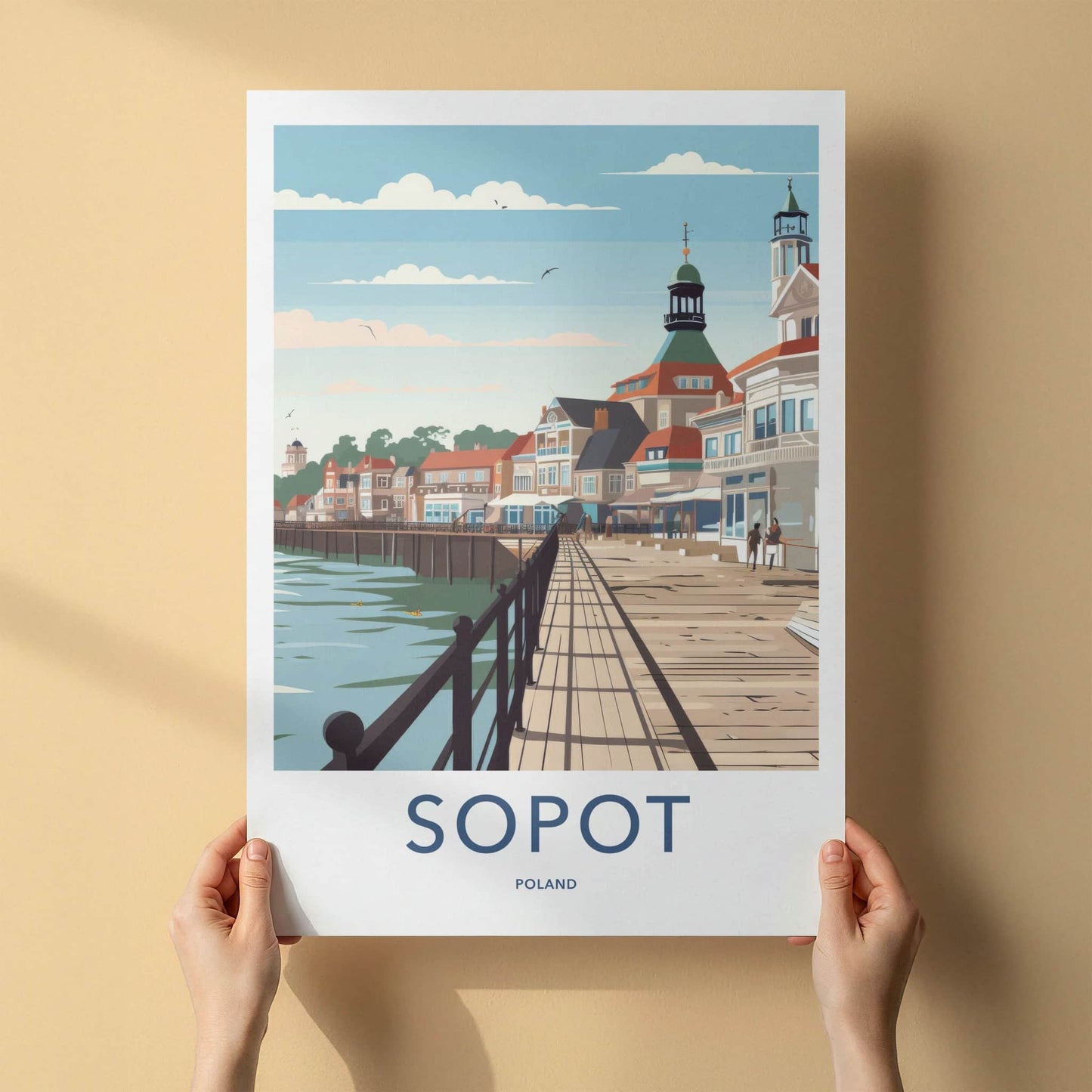 Sopot Poster - Poland Travel Print - Grand Pier Buildings Lounge Decor